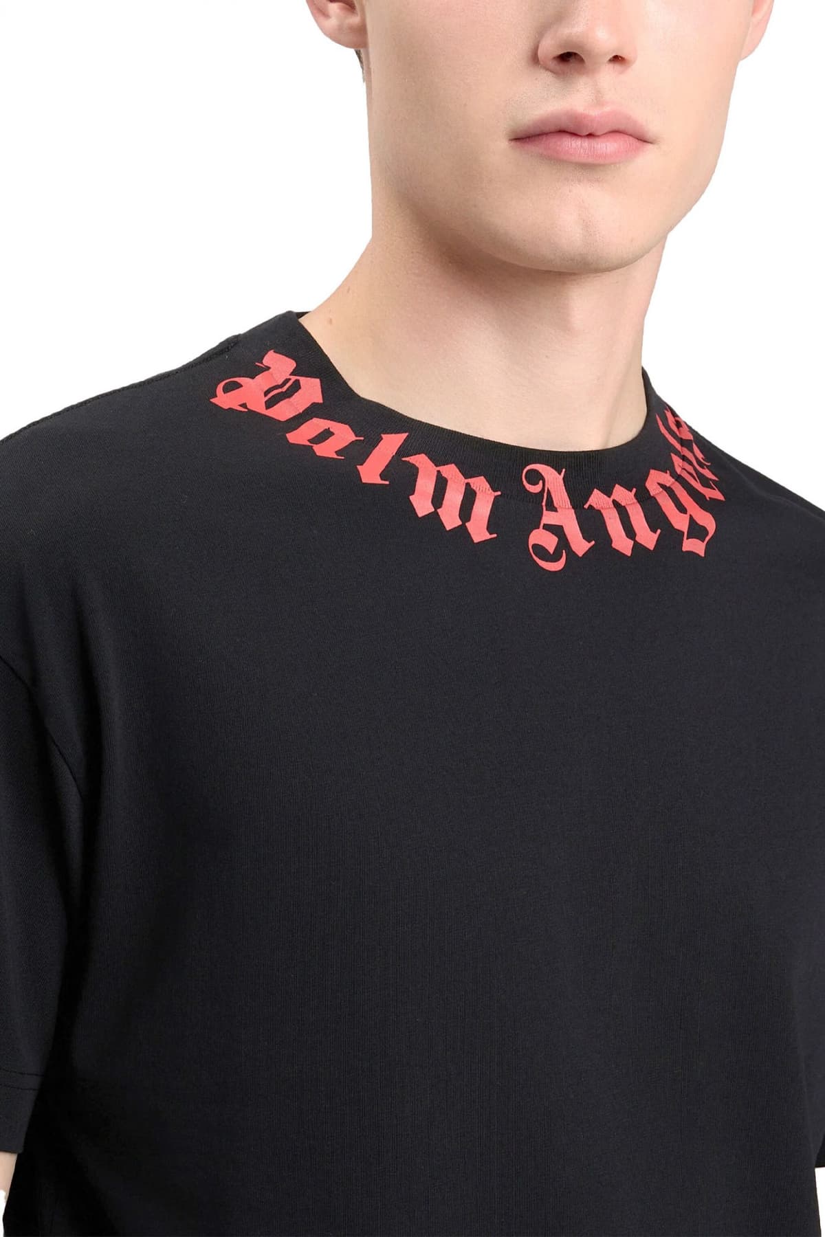 PALM ANGELS T-SHIRT M NECK LOGO REGULAR TEE ΜΑΥΡΟ