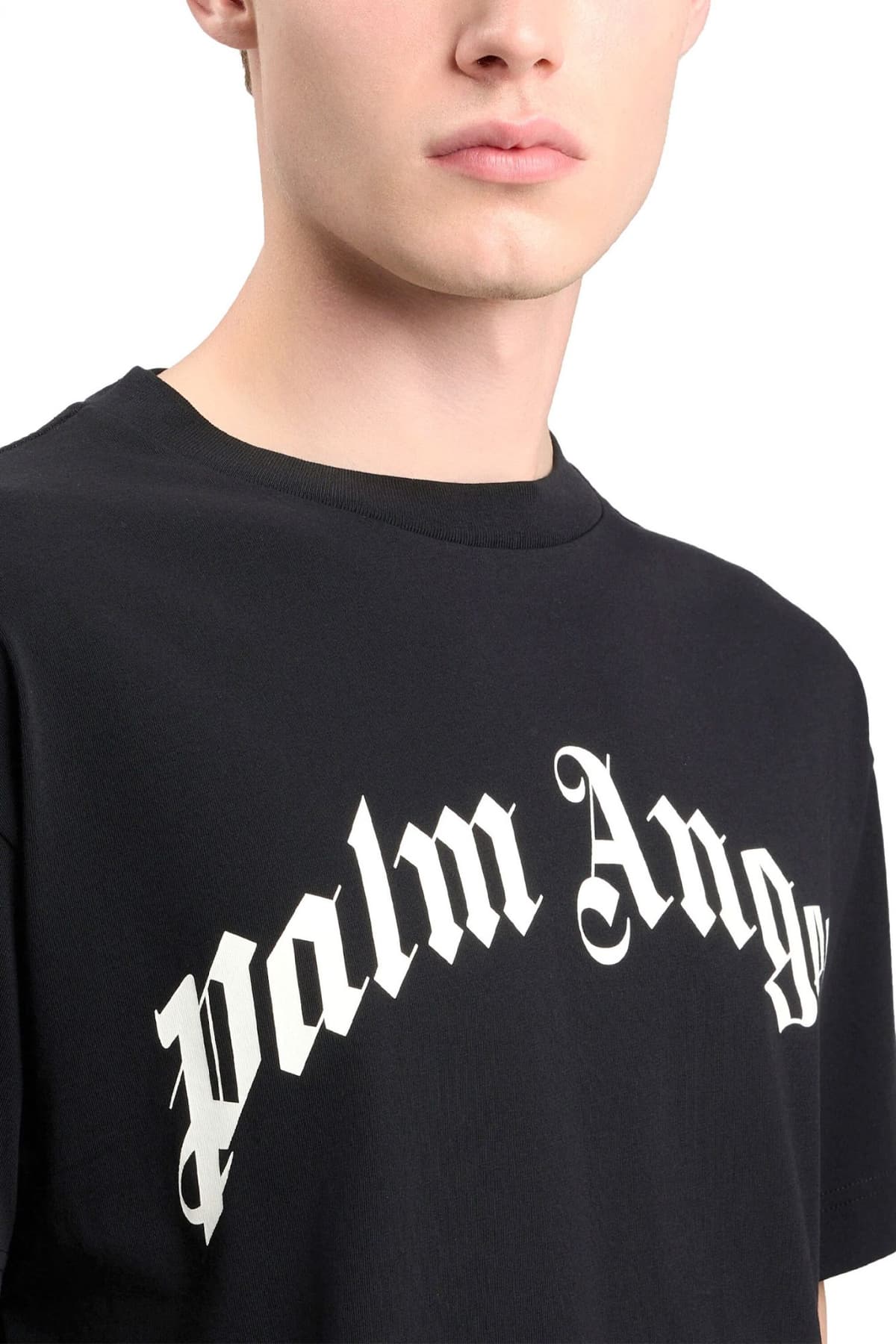 PALM ANGELS T-SHIRT CURVED LOGO REGULAR TEE ΜΑΥΡΟ