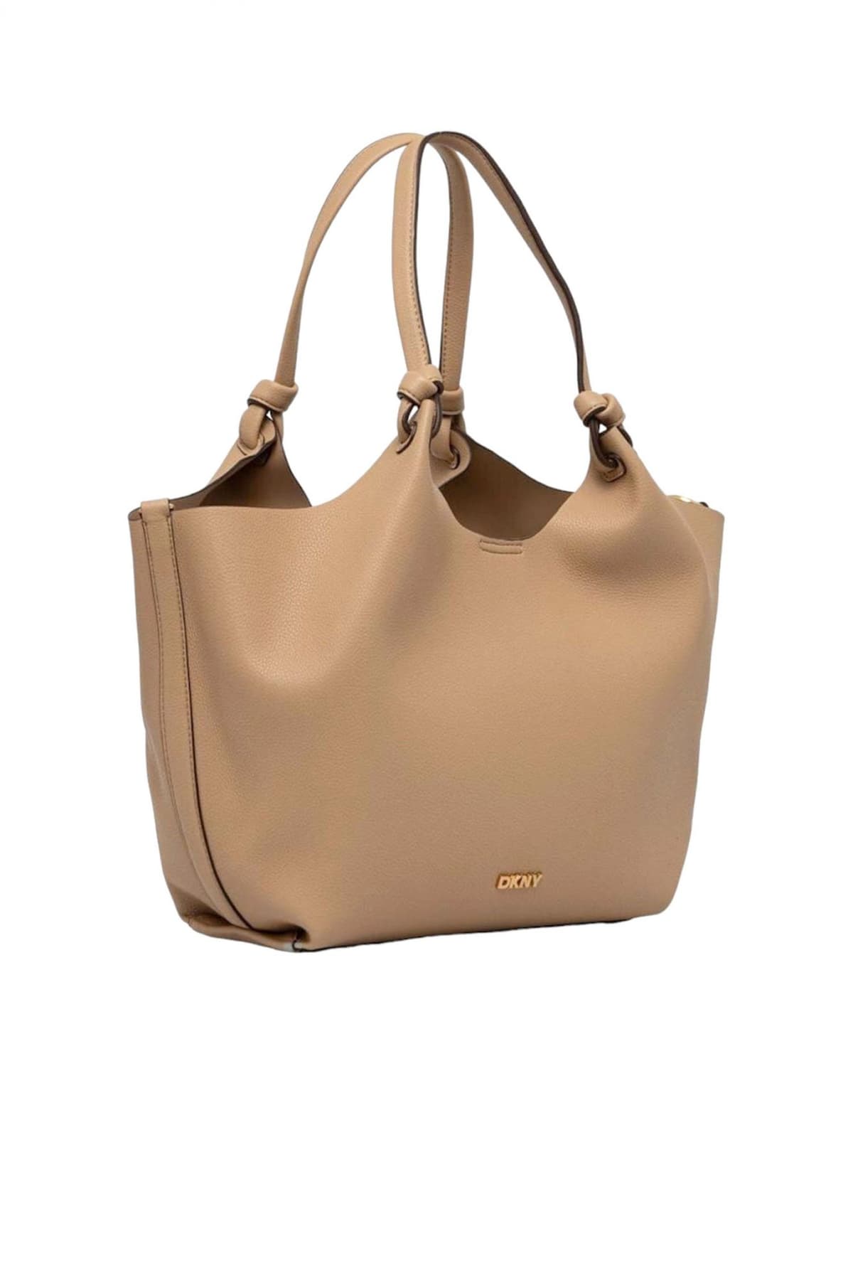 DKNY ΤΣΑΝΤΑ ΩΜΟΥ PAULA TOTE LOGO ΜΕΤΑΛΛΙΚΟ ΕΠΙΠΡΟΣΘΕΤΟ ΤΣΑΝΤΑΚΙ ΜΠΕΖ