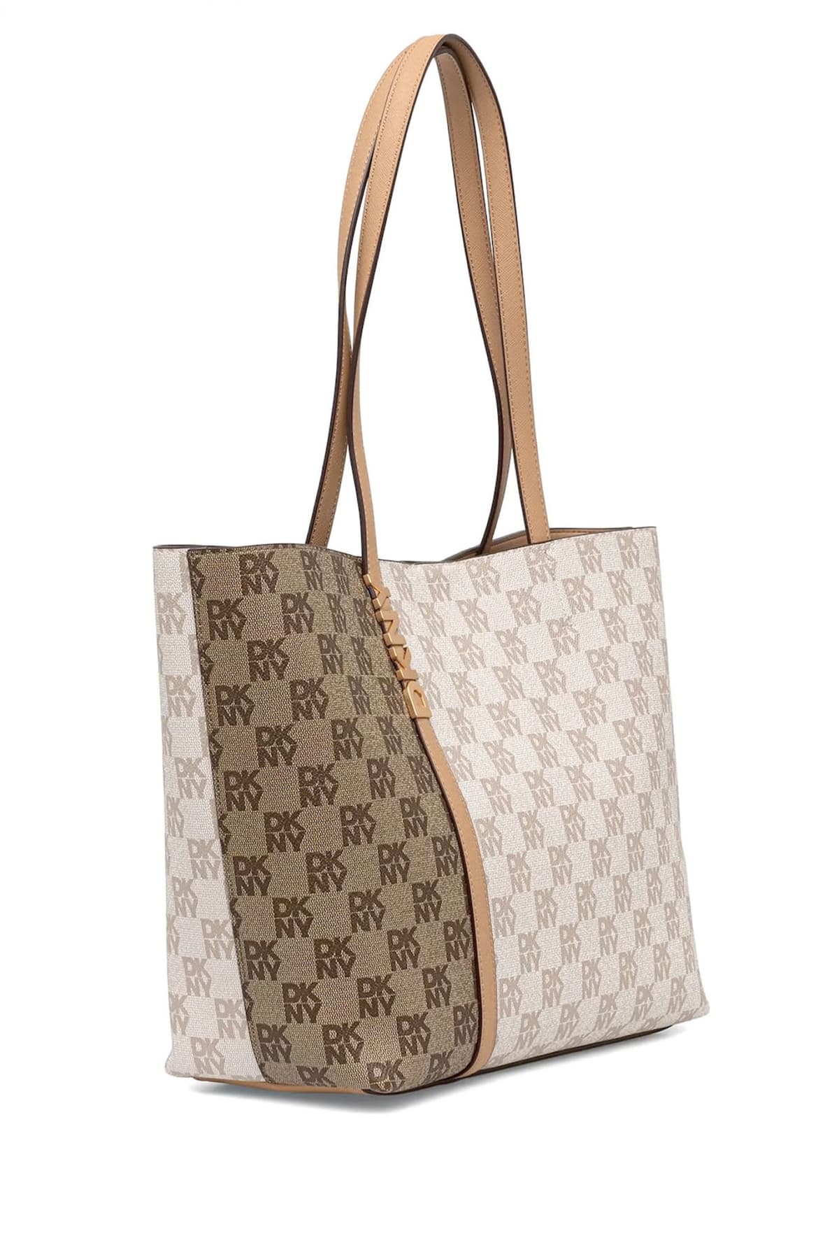 DKNY ΤΣΑΝΤΑ ΩΜΟΥ AVRIL TOTE ALL OVER LOGO ΕΠΙΠΡΟΣΘΕΤΟ ΤΣΑΝΤΑΚΙ ΜΠΕΖ-ΚΑΦΕ