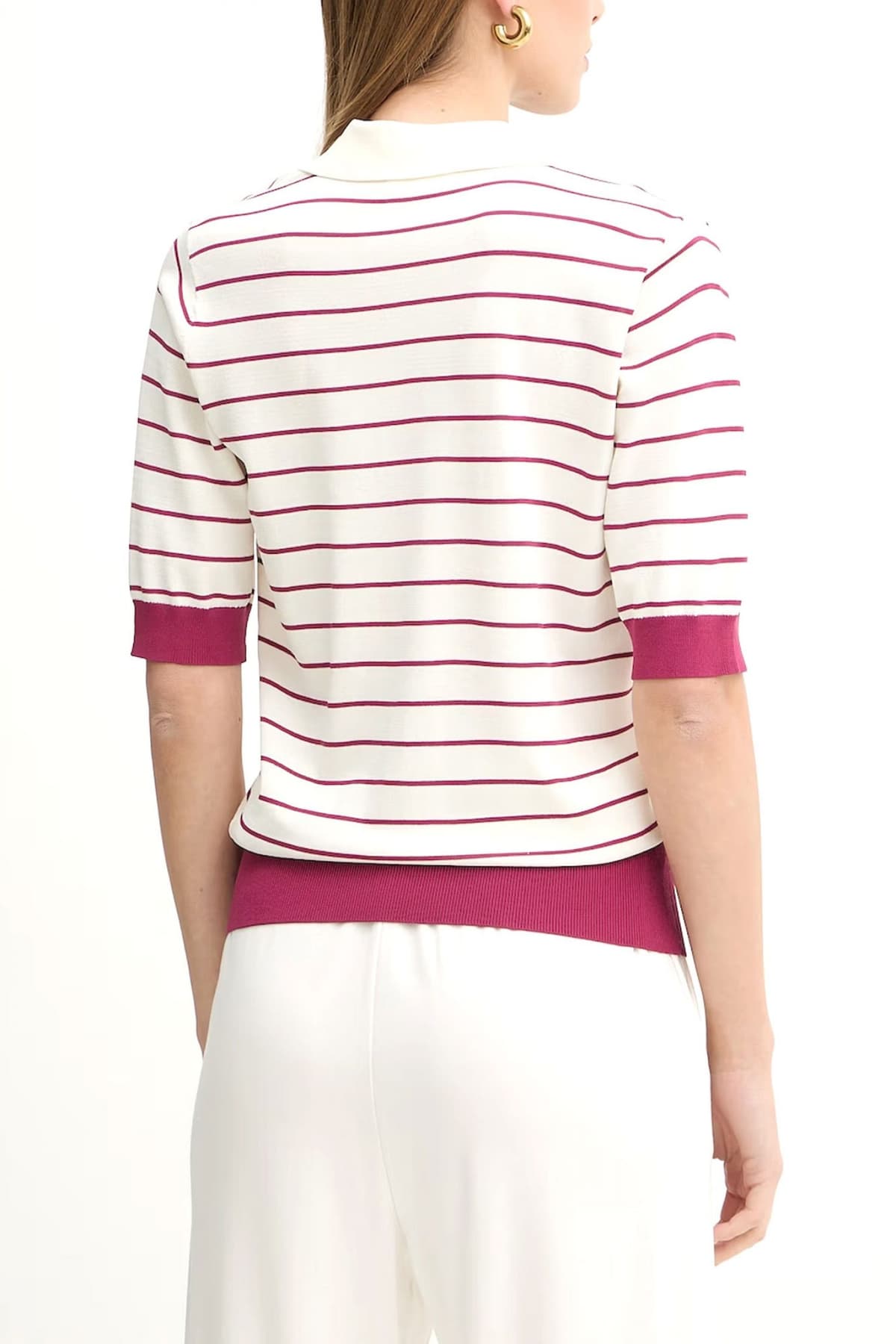 LIU-JO BETTER POLO ΠΛΕΚΤΟ ΡΙΓΕ ΛΕΠΤΟΜΕΡΕΙΕΣ ΜΕΤΑΛΛΙΚΕΣ ΕΚΡΟΥ-ΦΟΥΞΙΑ