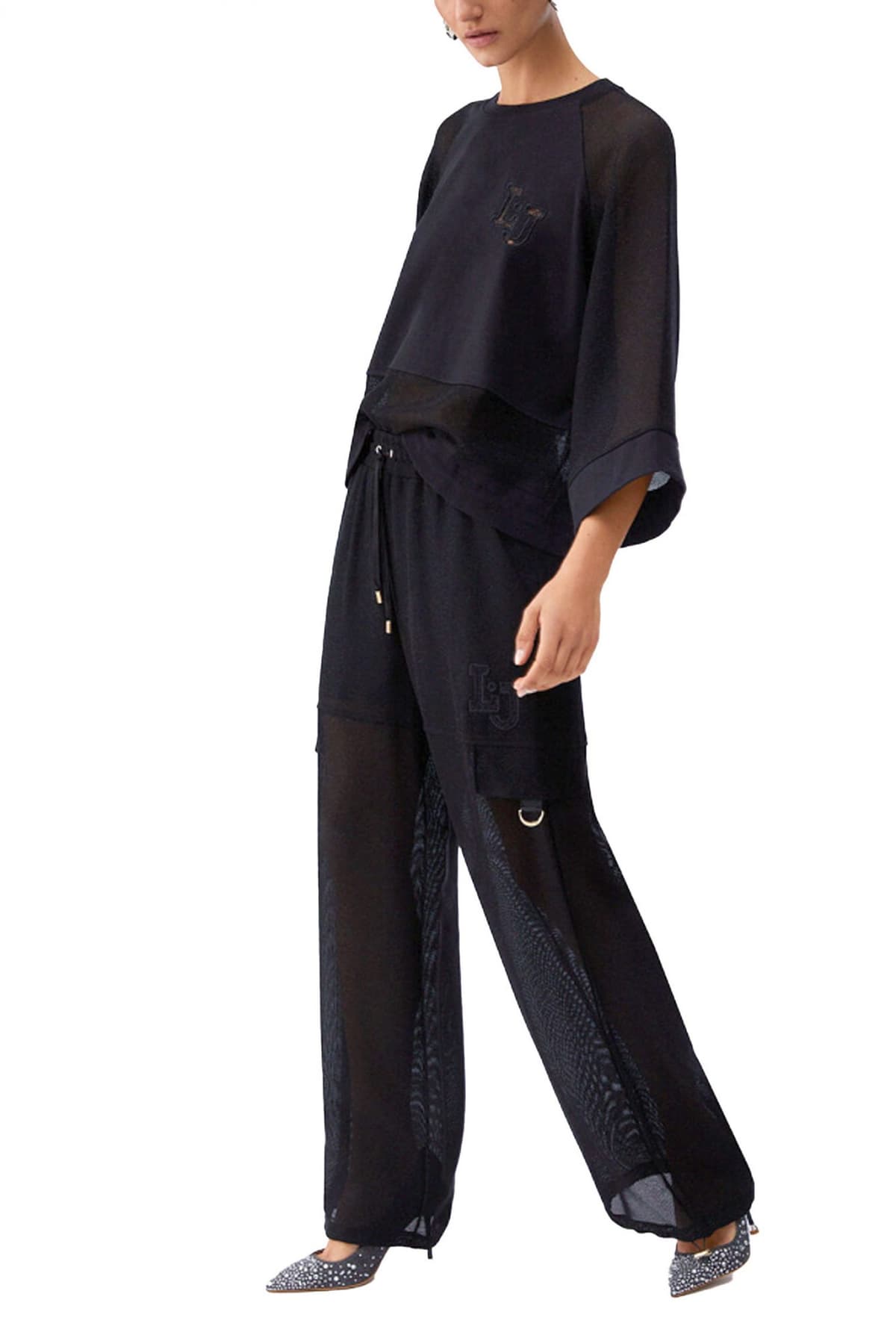 LIU-JO ΠΑΝΤΕΛΟΝΙ ΦΟΡΜΑ ΛΑΣΤΙΧΟ ΜΕΣΗ ΤΣΕΠΕΣ C-THRU ΜΑΥΡΟ