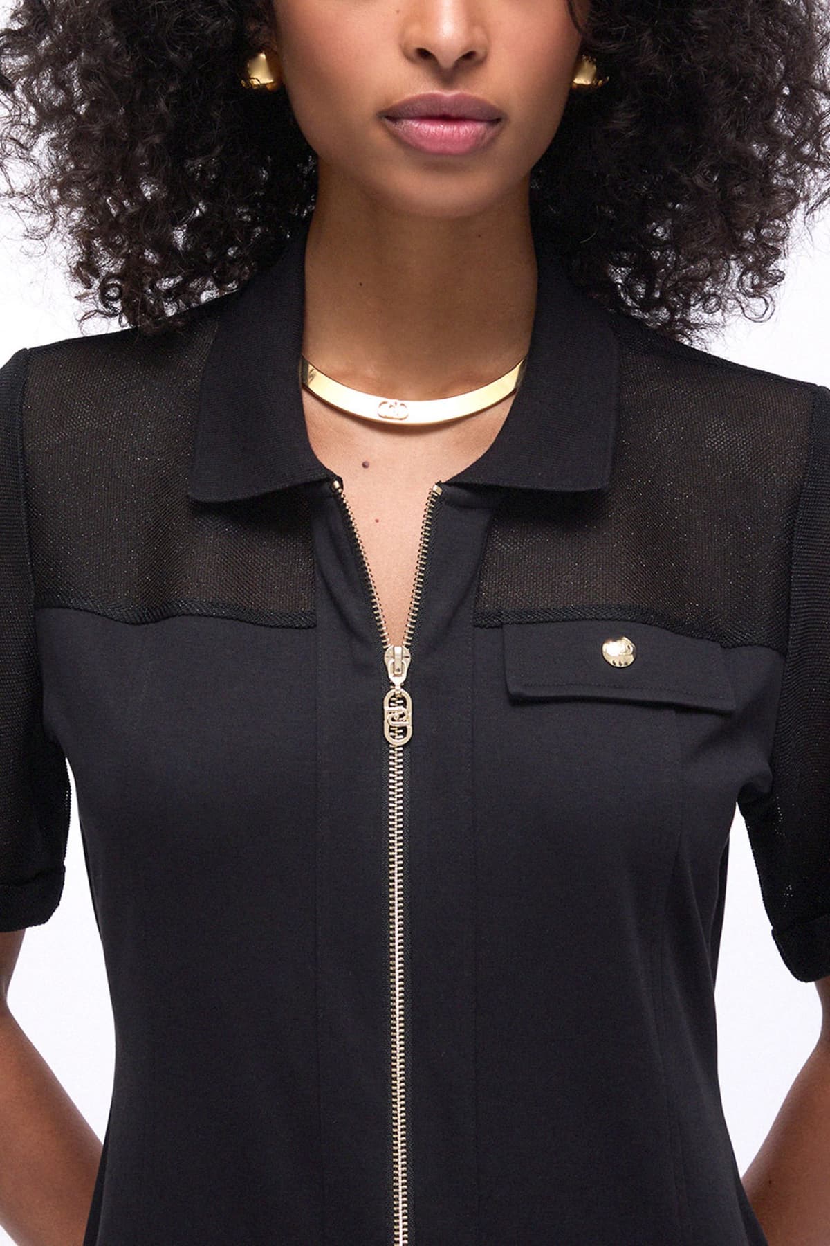 LIU-JO ΦΟΡΕΜΑ MINI FULLZIP ΤΣΕΠΕΣ ΜΑΥΡΟ