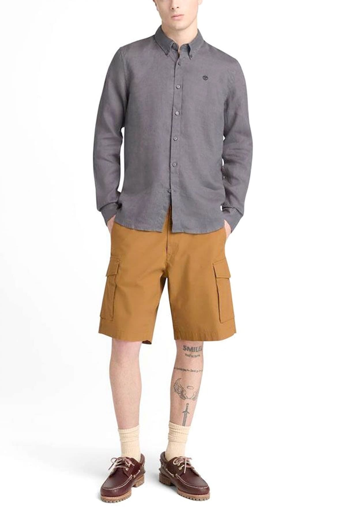 TIMBERLAND ΠΟΥΚΑΜΙΣΟ ΛΙΝΟ BUTTON DOWN ΑΝΘΡΑΚΙ