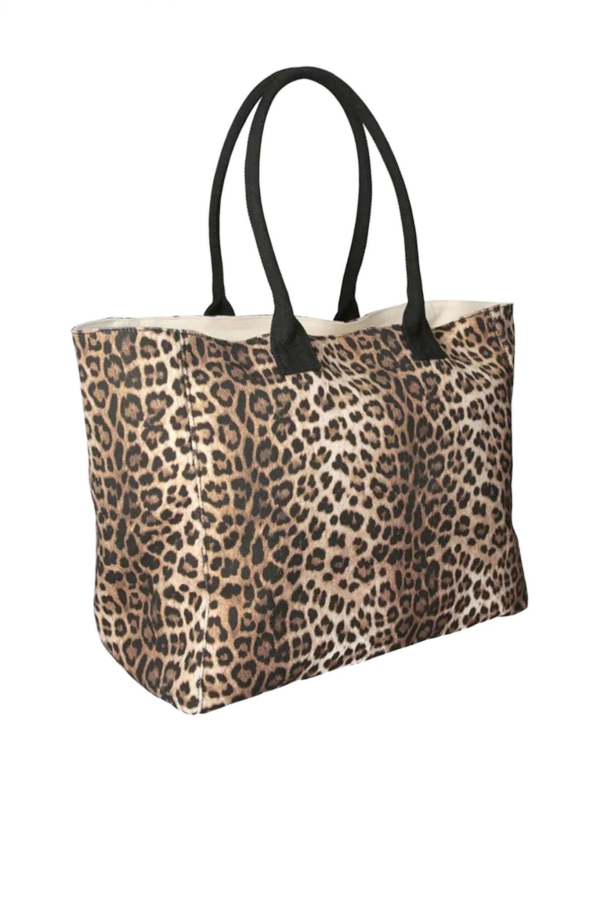 LIU-JO ΤΣΑΝΤΑ ΩΜΟΥ TOTE BEACHWEAR LEOPARD PRINT LOGO ΜΠΕΖ-ΚΑΦΕ