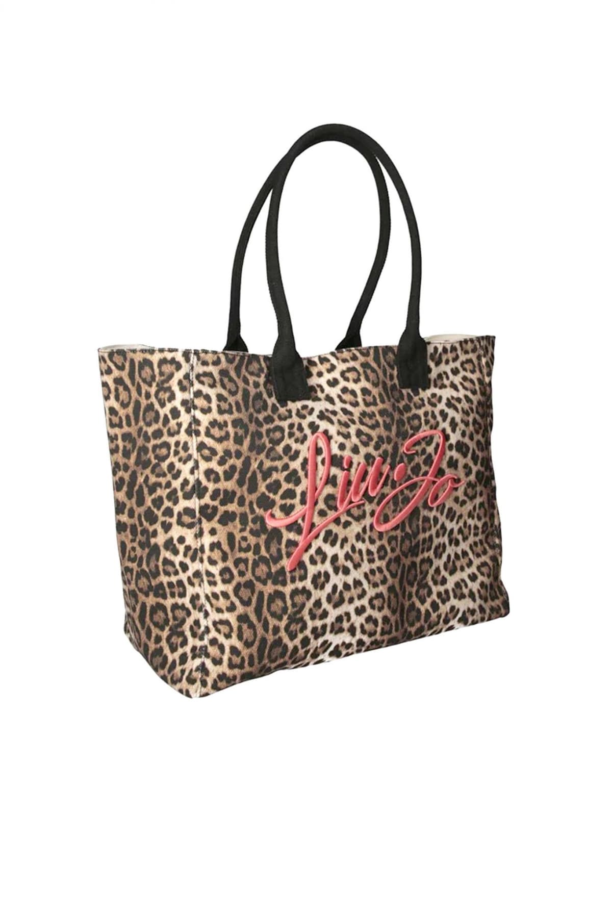 LIU-JO ΤΣΑΝΤΑ ΩΜΟΥ TOTE BEACHWEAR LEOPARD PRINT LOGO ΜΠΕΖ-ΚΑΦΕ