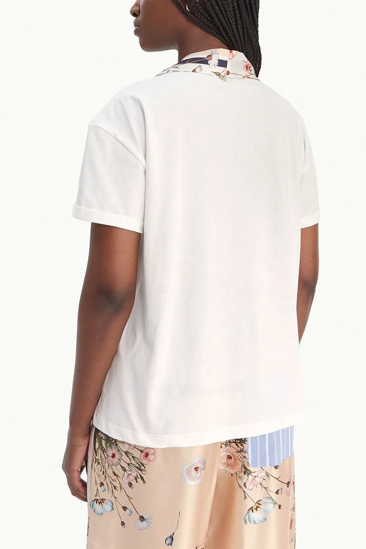 LIU-JO T-SHIRT V-NECK ΦΟΥΛΑΡΙ ΕΚΡΟΥ