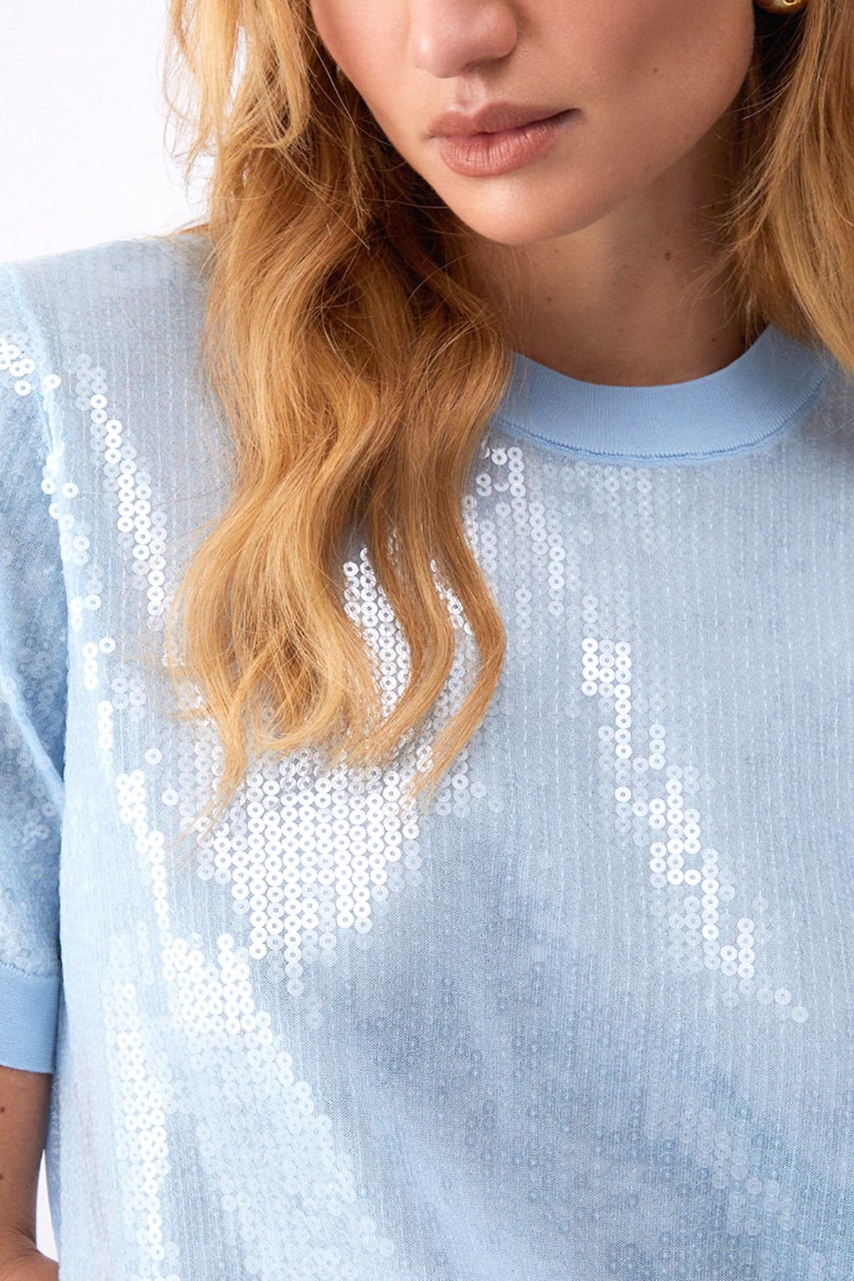 LIU-JO T-SHIRT CREWNECK C-THRU ΠΑΓΙΕΤΑ ΓΑΛΑΖΙΟ