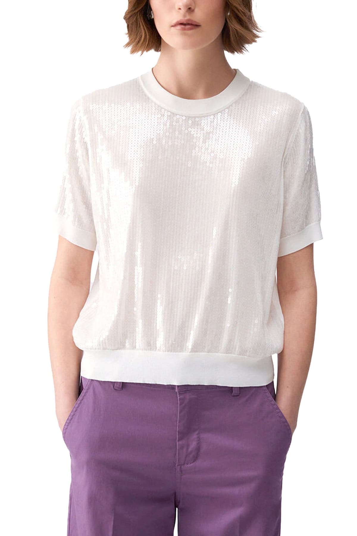 LIU-JO T-SHIRT CREWNECK C-THRU ΠΑΓΙΕΤΑ ΛΕΥΚΟ