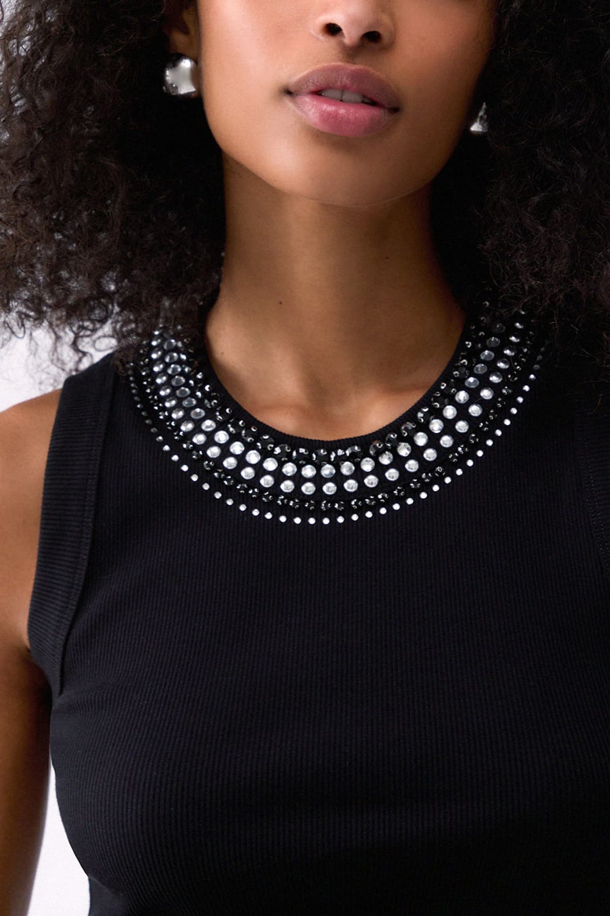 LIU-JO TANK TOP ΣΤΡΑΣ ΜΑΥΡΟ