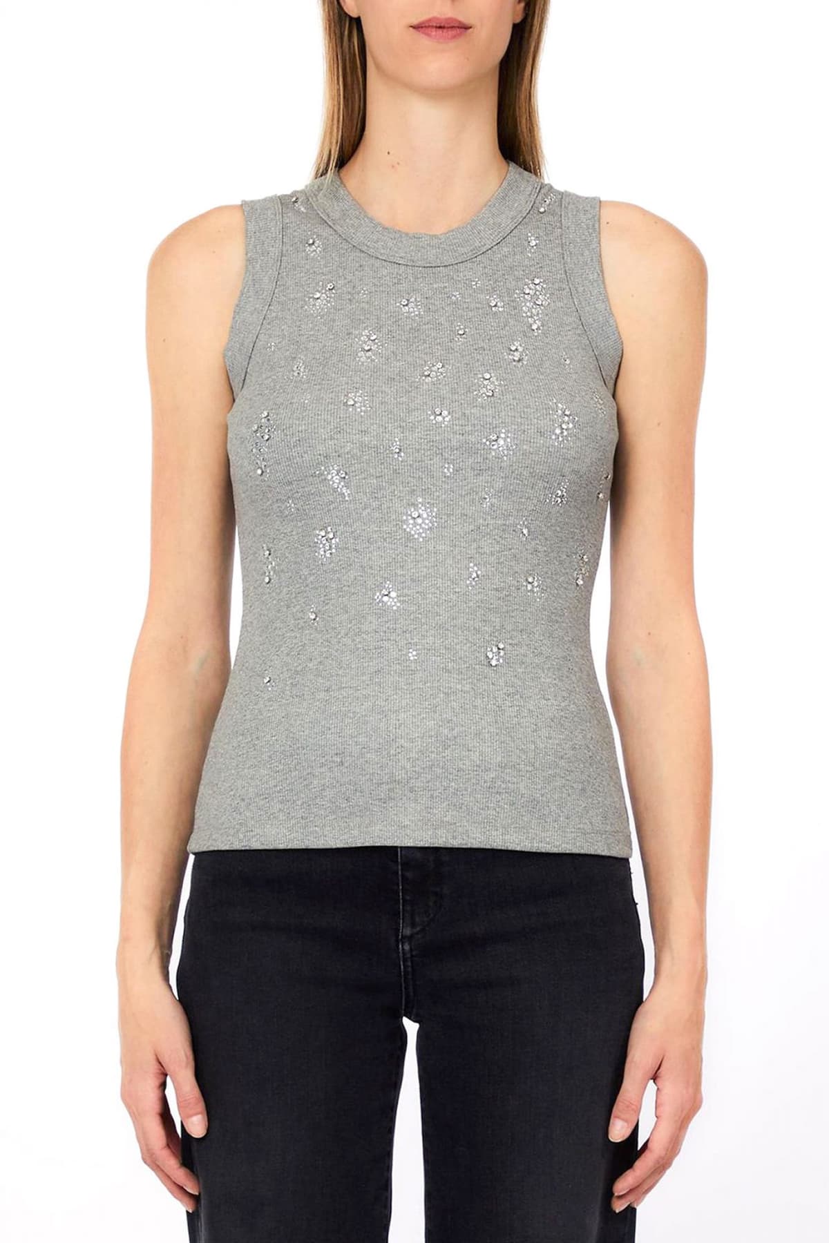 LIU-JO TANK TOP ΣΤΡΑΣ ΓΚΡΙ