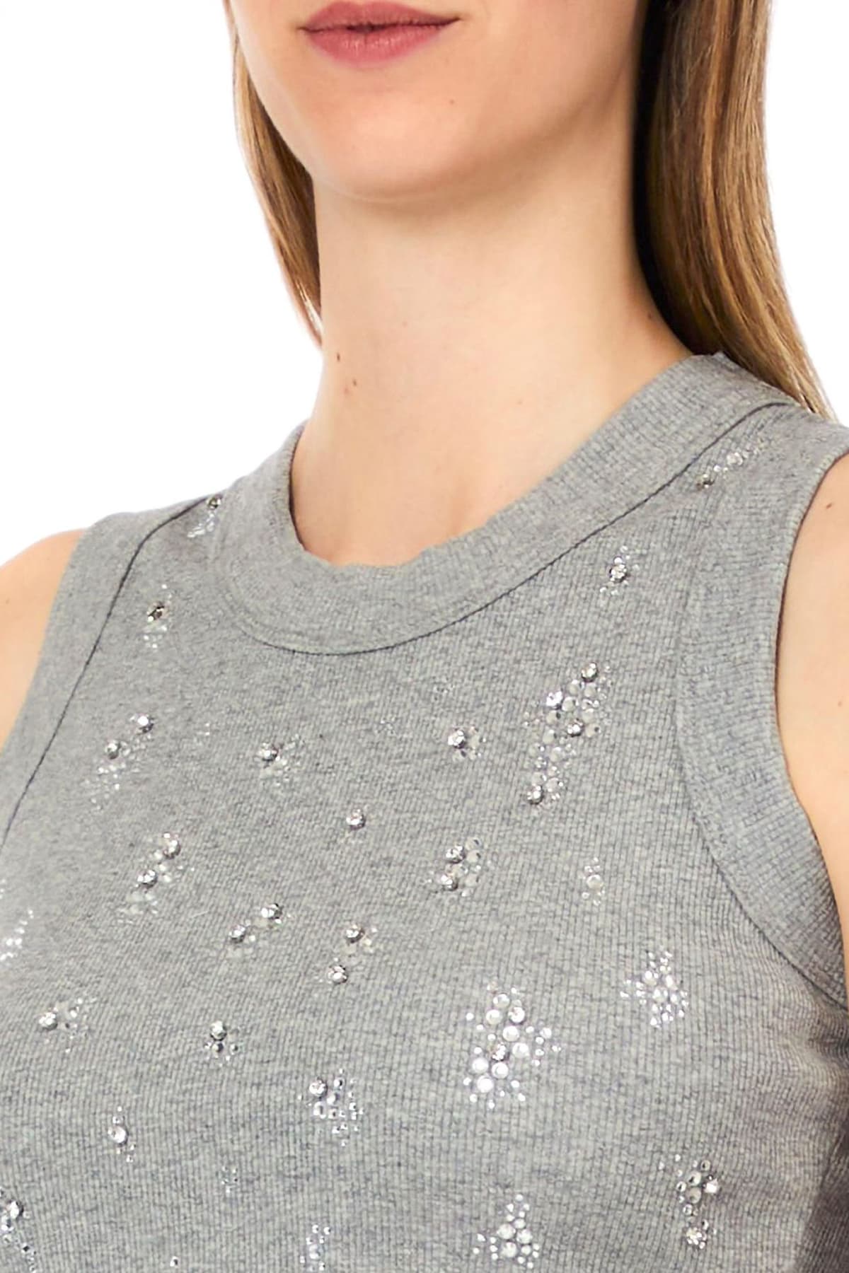 LIU-JO TANK TOP ΣΤΡΑΣ ΓΚΡΙ