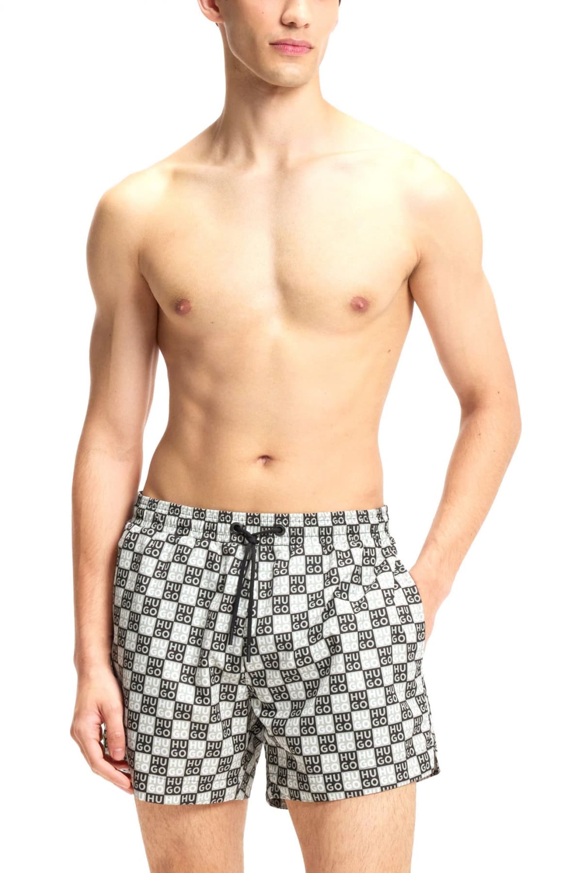 HUGO ΜΑΓΙΩ AARON_SWIM ALL OVER LOGO ΜΑΥΡΟ-ΜΠΛΕ