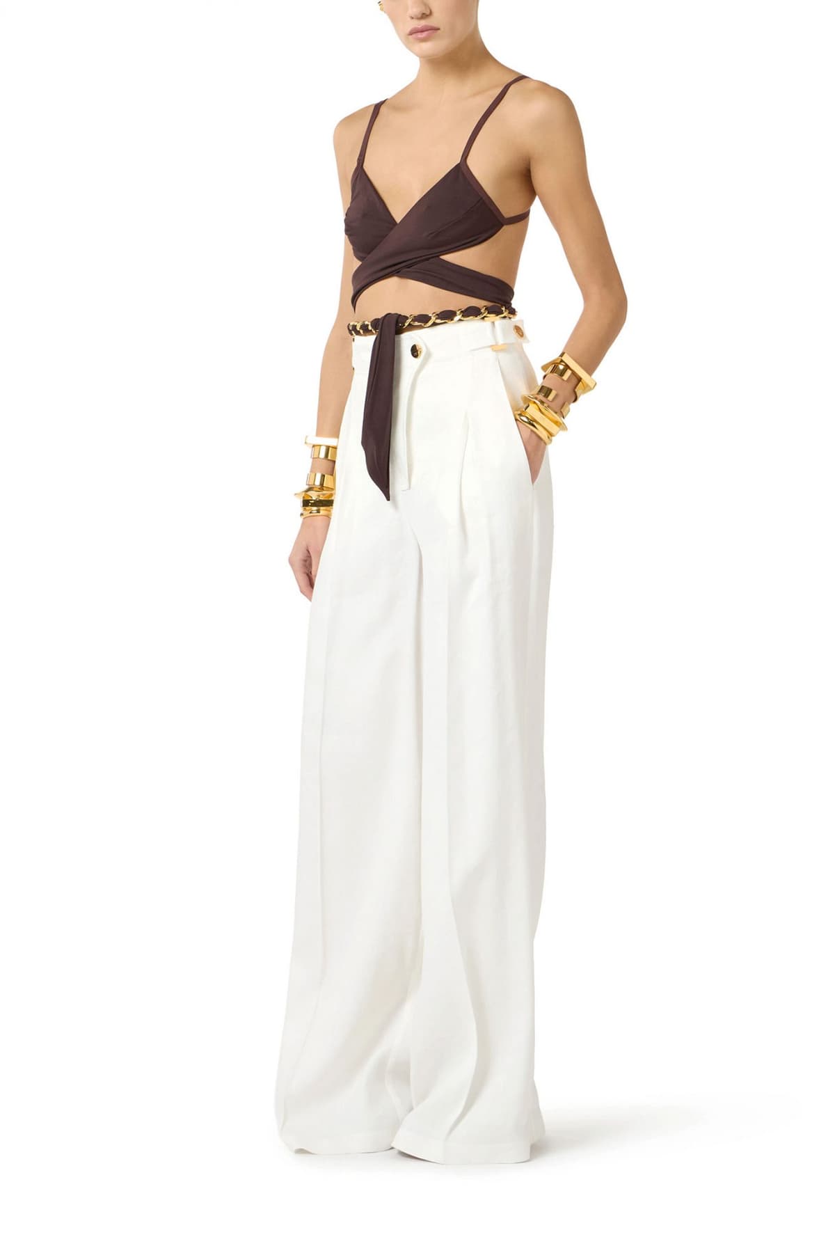 Women's Pants Elisabetta Franchi Ecru