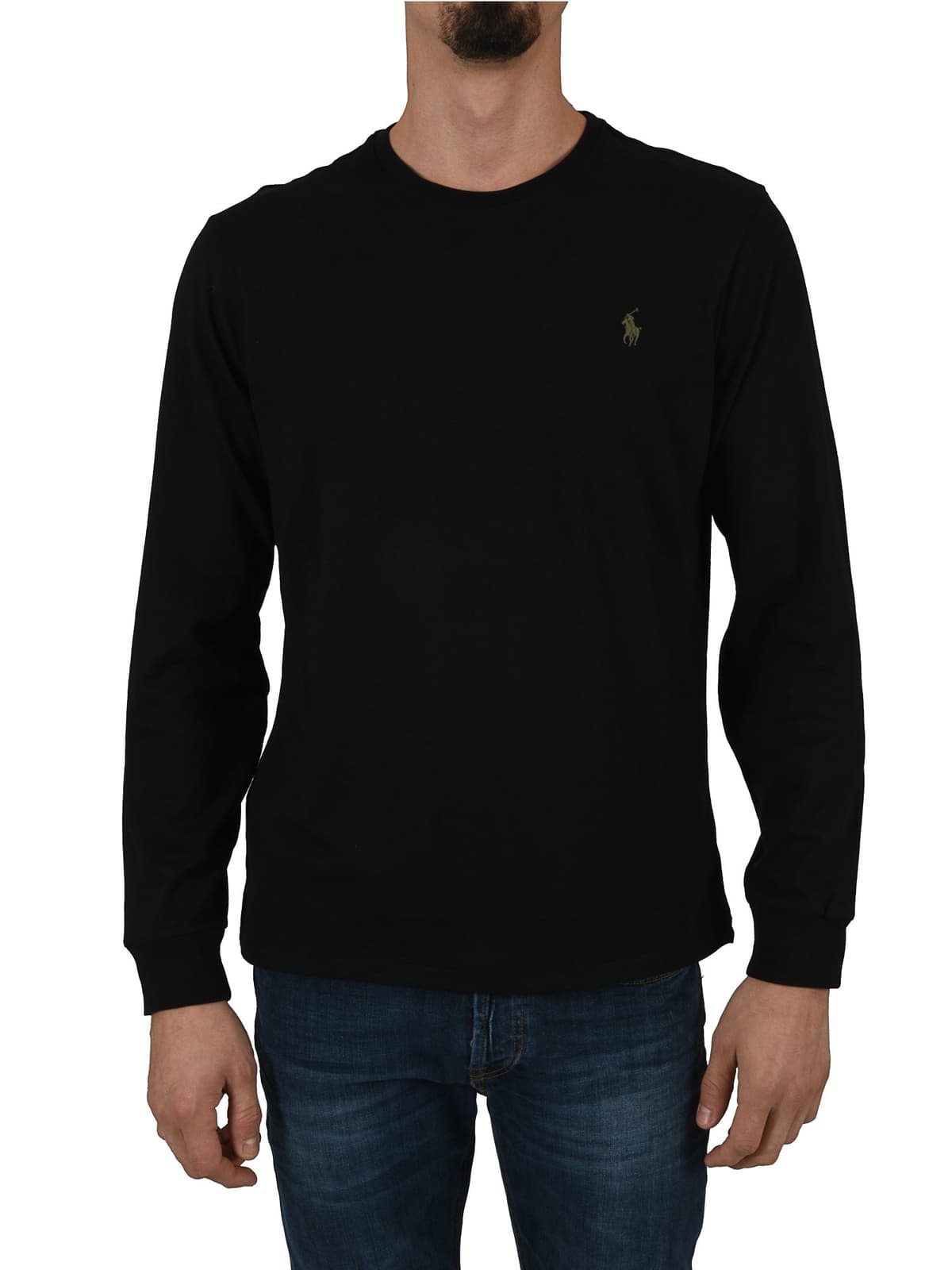 RALPH LAUREN T-SHIRT CUSTOM SLIM FIT ΜΑΥΡΟ