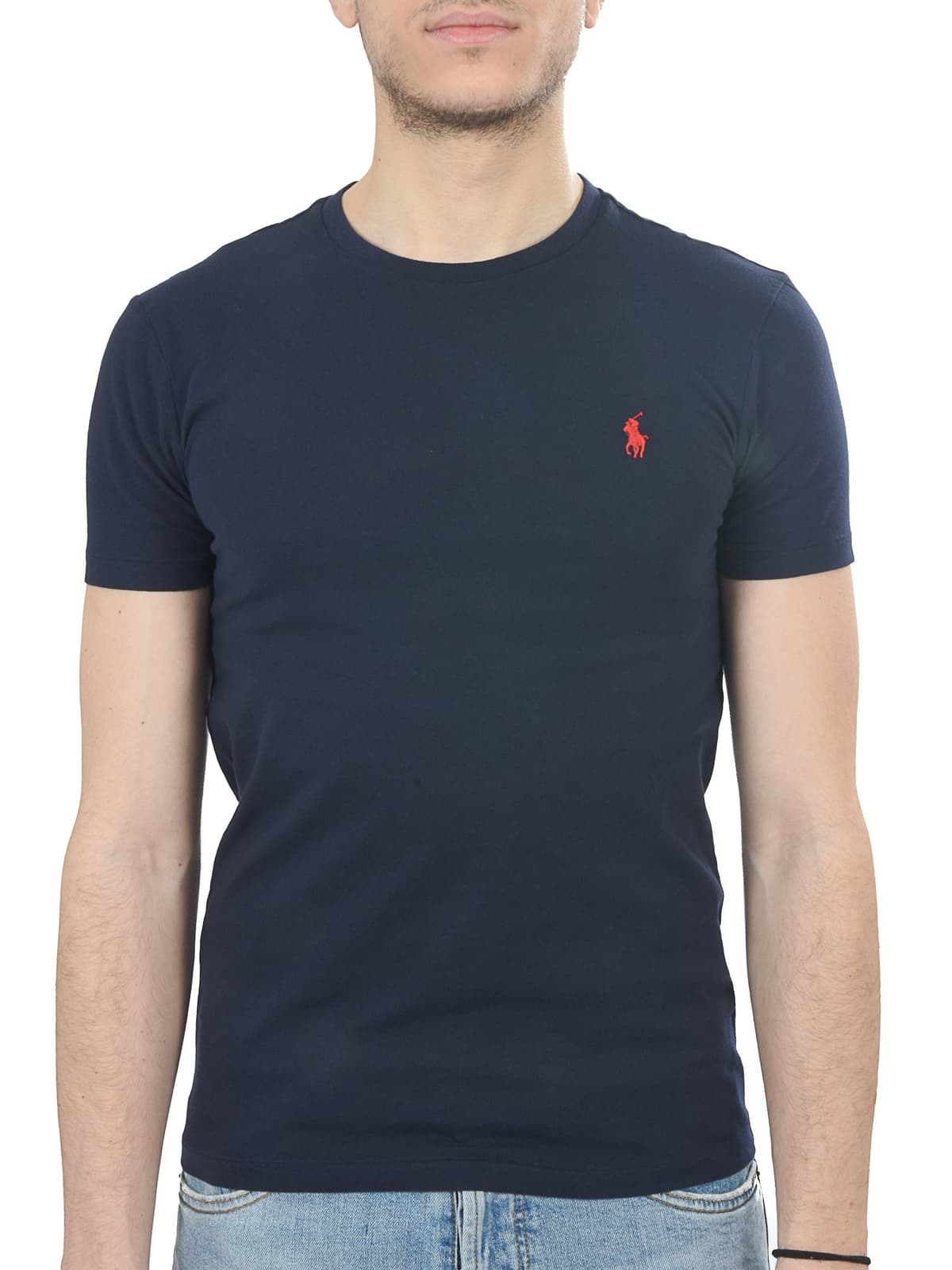 RALPH LAUREN T-SHIRT CUSTOM SLIM FIT BSR ΜΠΛΕ
