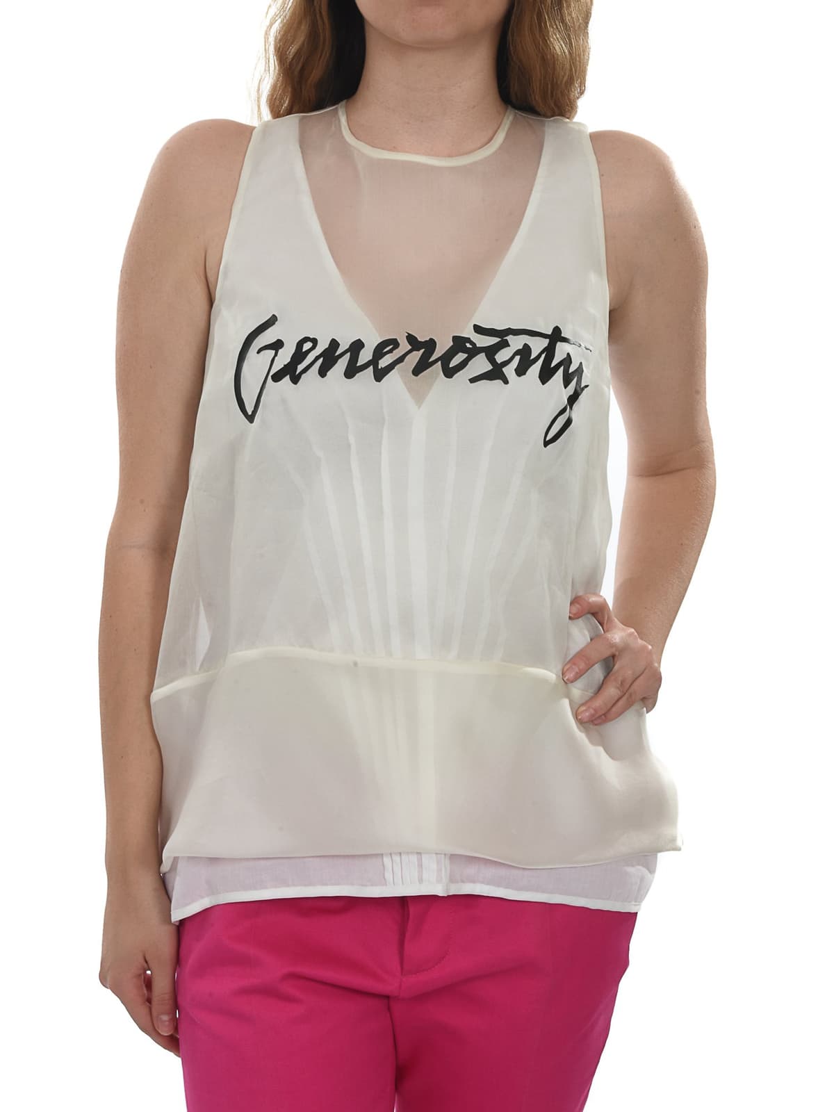 DONDUP TOP CAMICIA GETHE ΣΤΑΜΠΑ ΑΜΑΝΙΚΟ ΛΕΥΚΟ