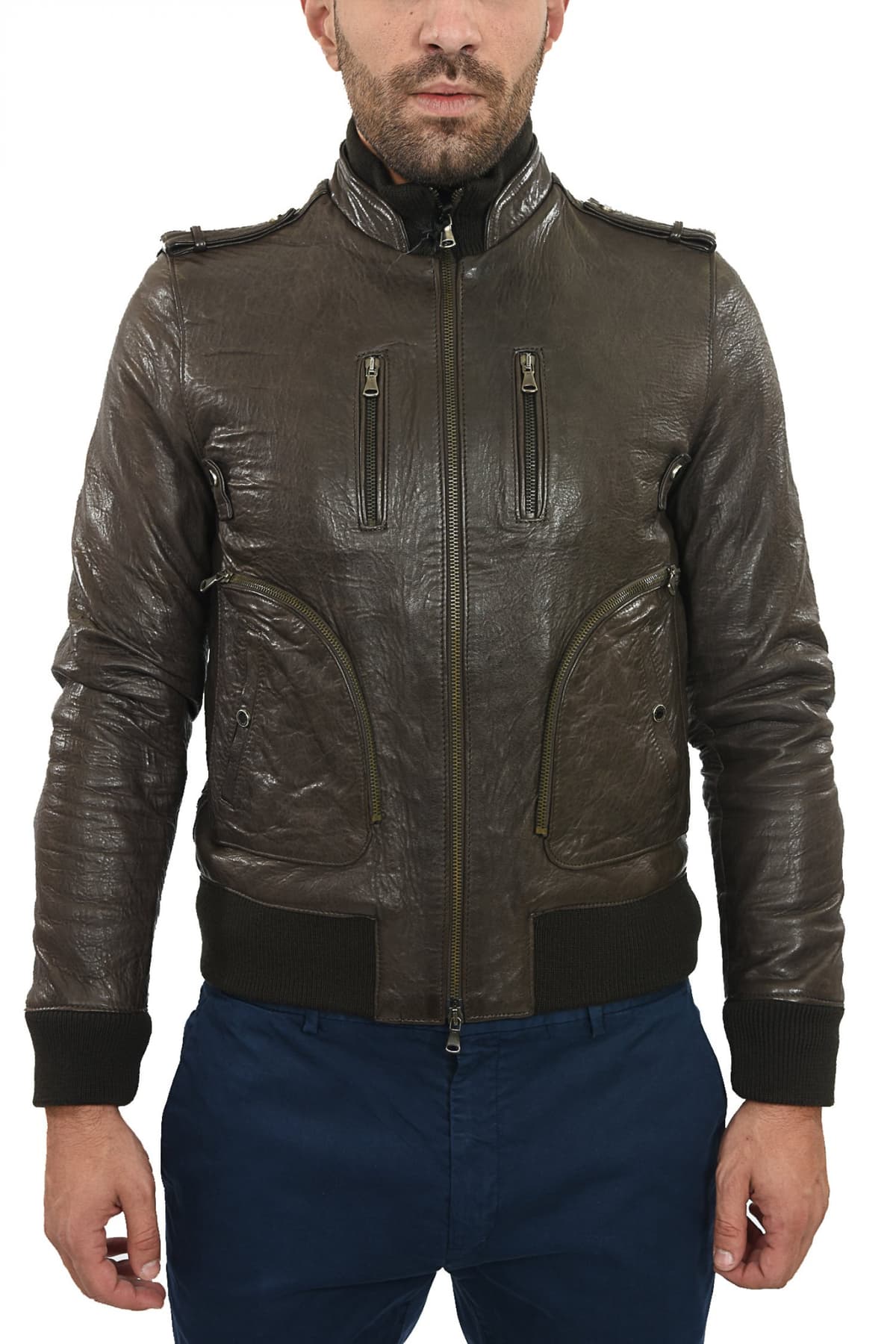 Men's Leather Jackets Daniele Alessandrini Brown