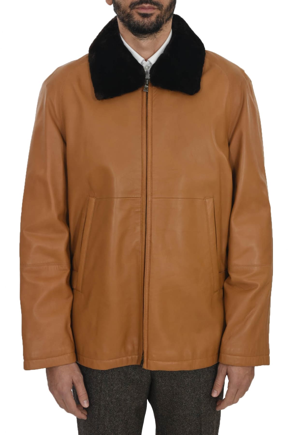 Men's Leather Jackets Boss Brown