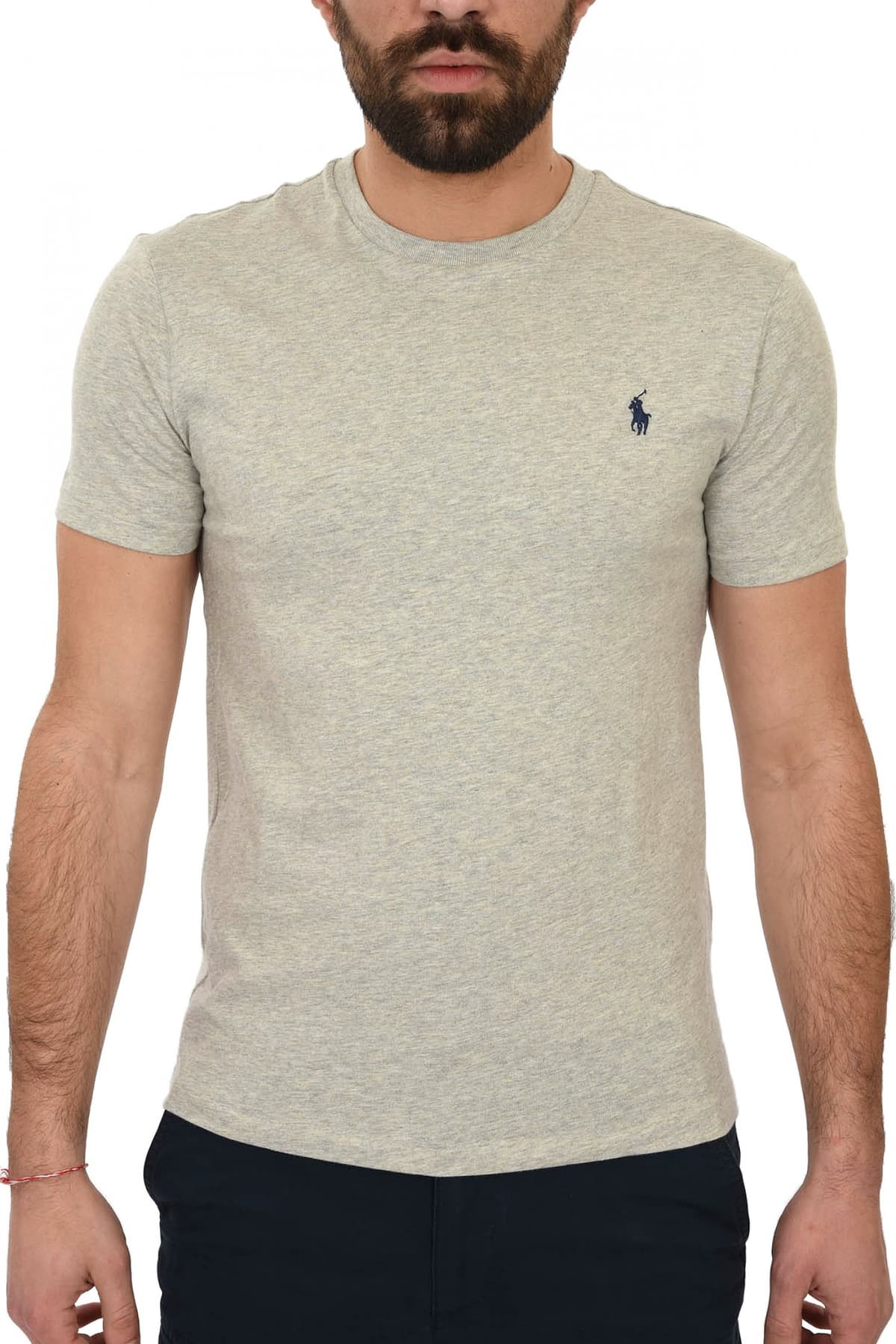 RALPH LAUREN T-SHIRT LOGO CUSTOM SLIM FIT BSR ΓΚΡΙ