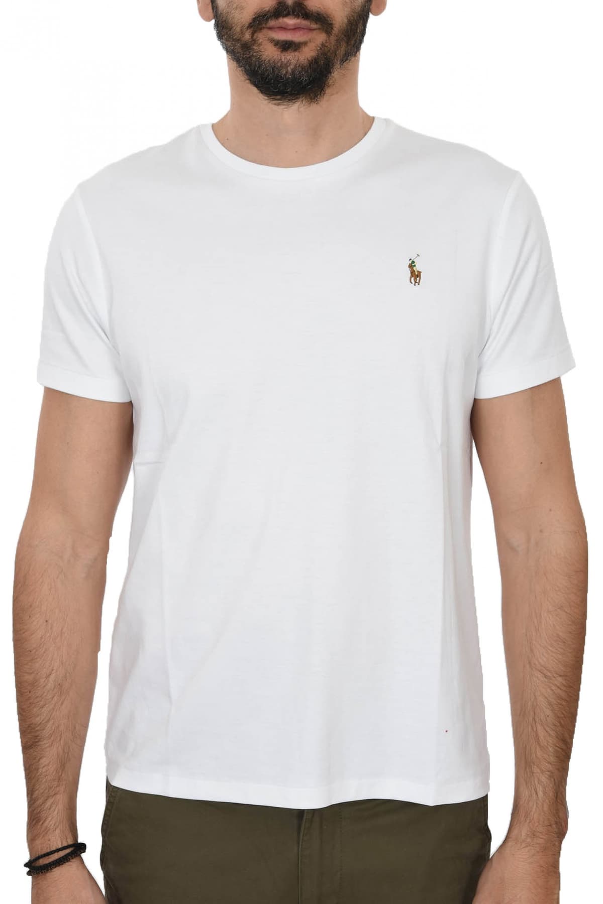 RALPH LAUREN T-SHIRT INTERLOCK LOGO CUSTOM SLIM FIT ΛΕΥΚΟ