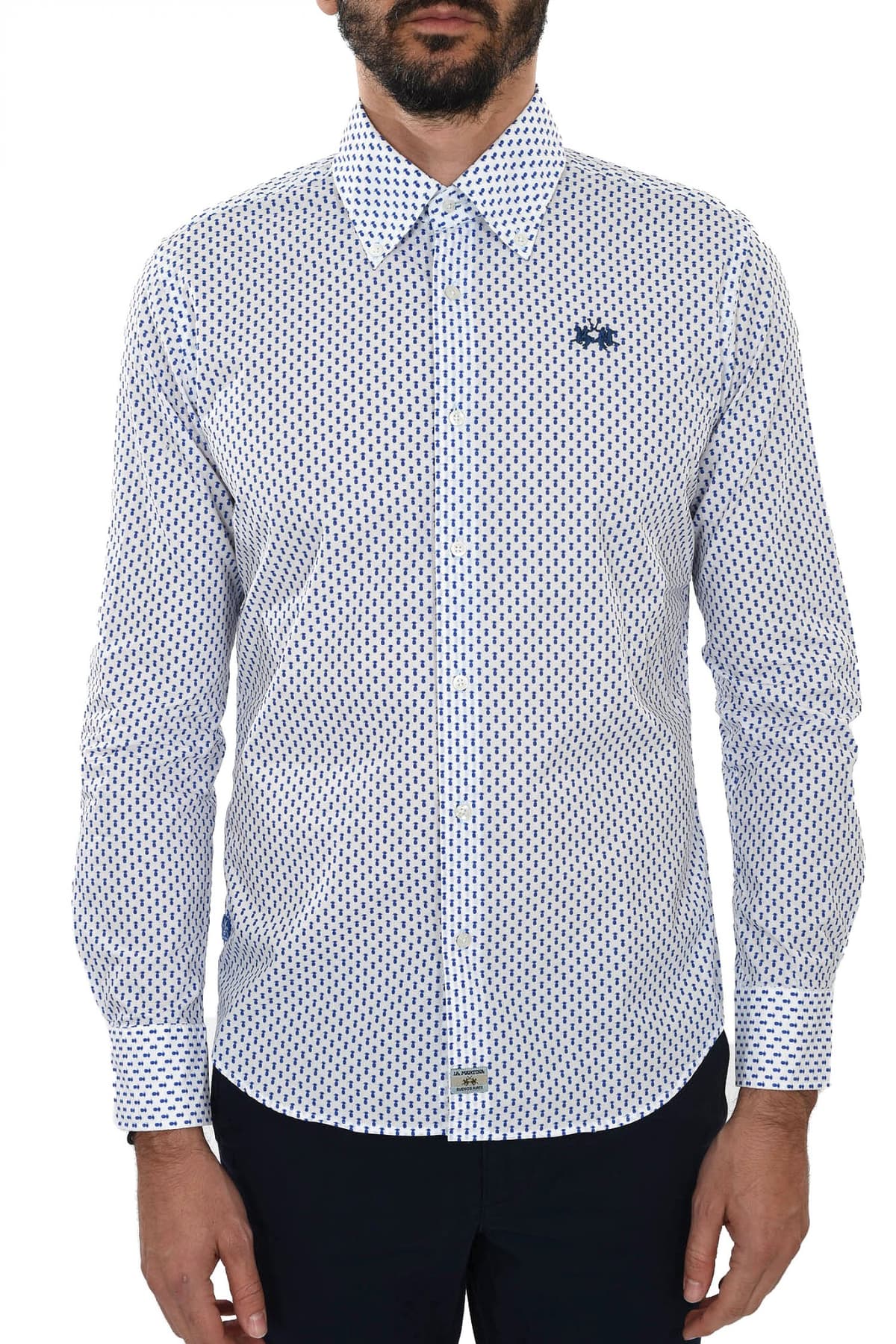 LA MARTINA ΠΟΥΚΑΜΙΣΟ BUTTON DOWN ALL OVER PRINT REGULAR FIT ΛΕΥΚΟ-ΜΠΛΕ