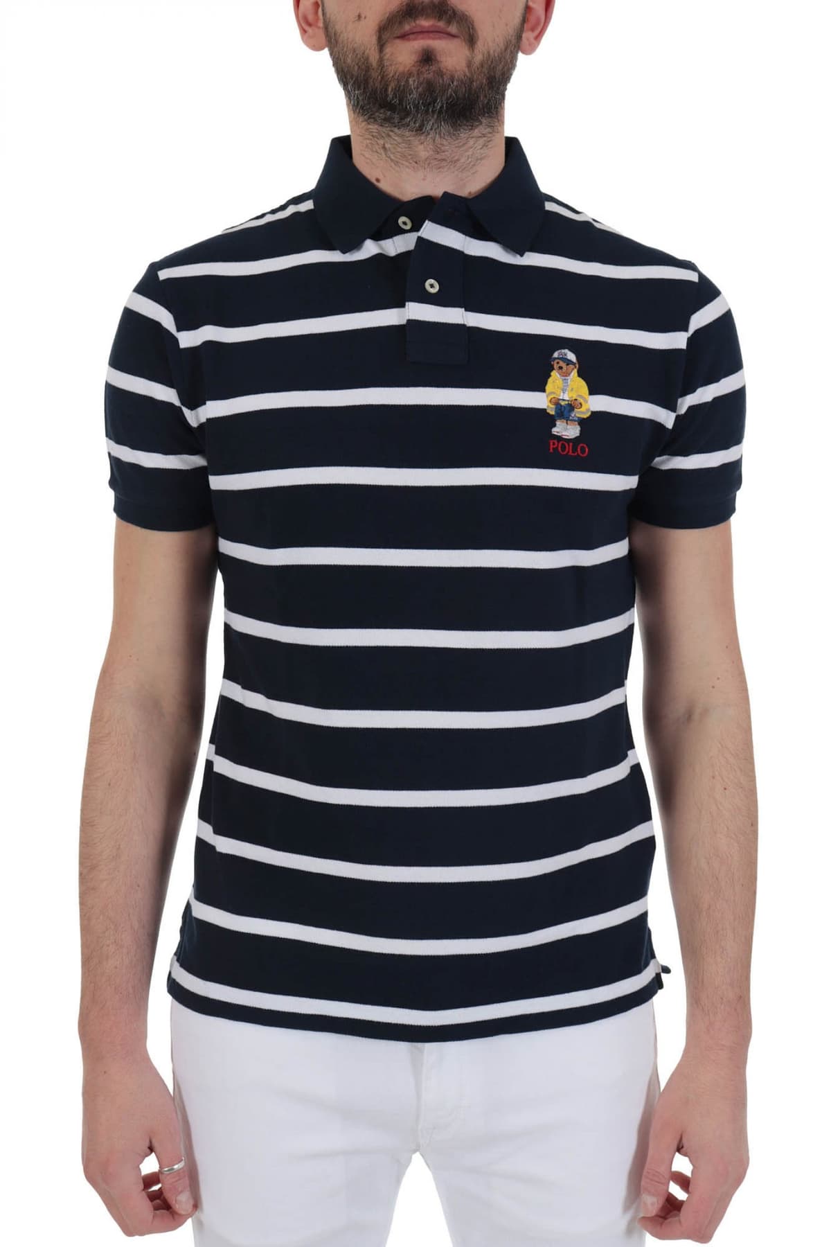 RALPH LAUREN POLO ΡΙΓΕ BEAR CUSTOM SLIM FIT ΜΠΛΕ