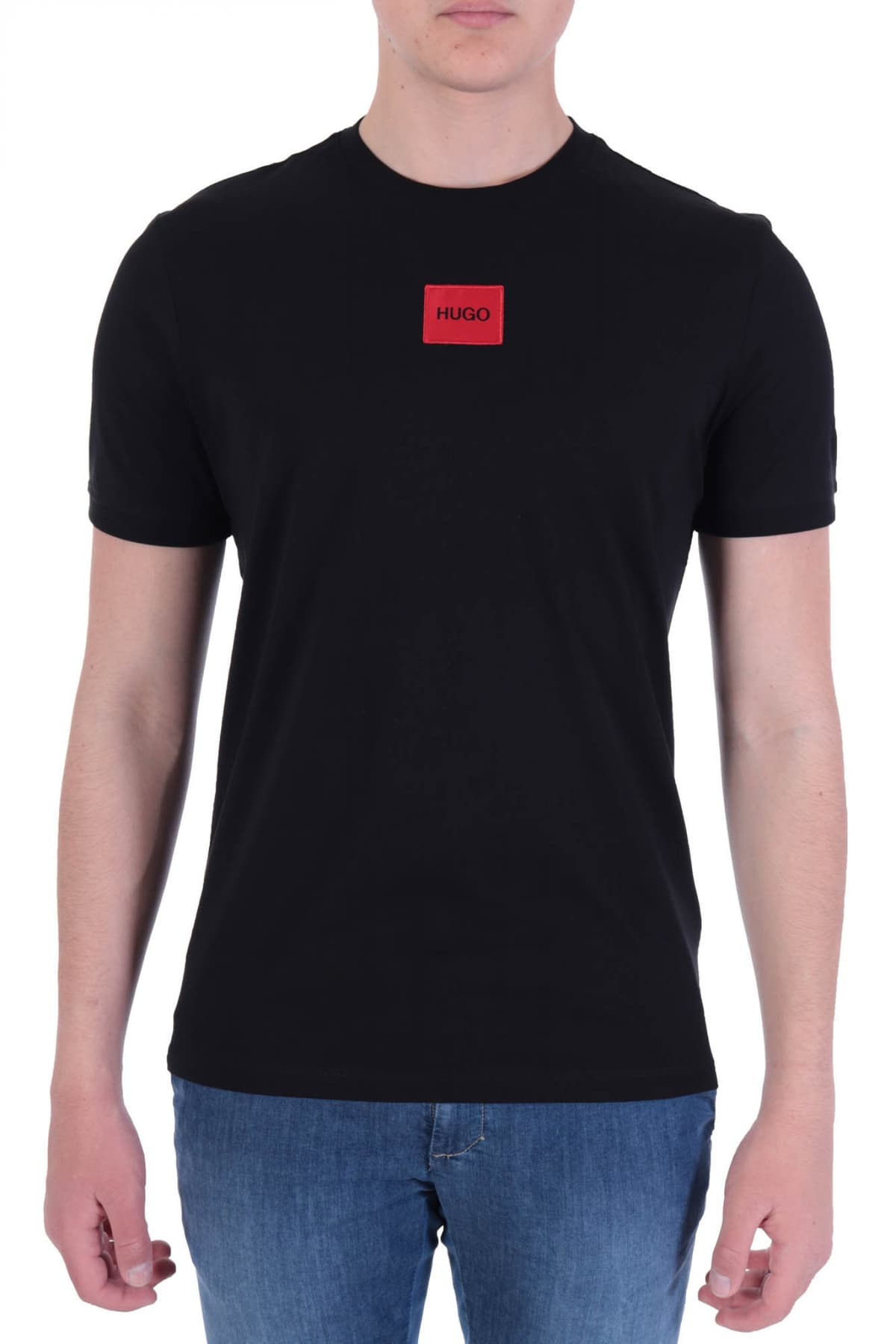 HUGO T-SHIRT DIRAGOLINO212 LOGO ΜΑΥΡΟ