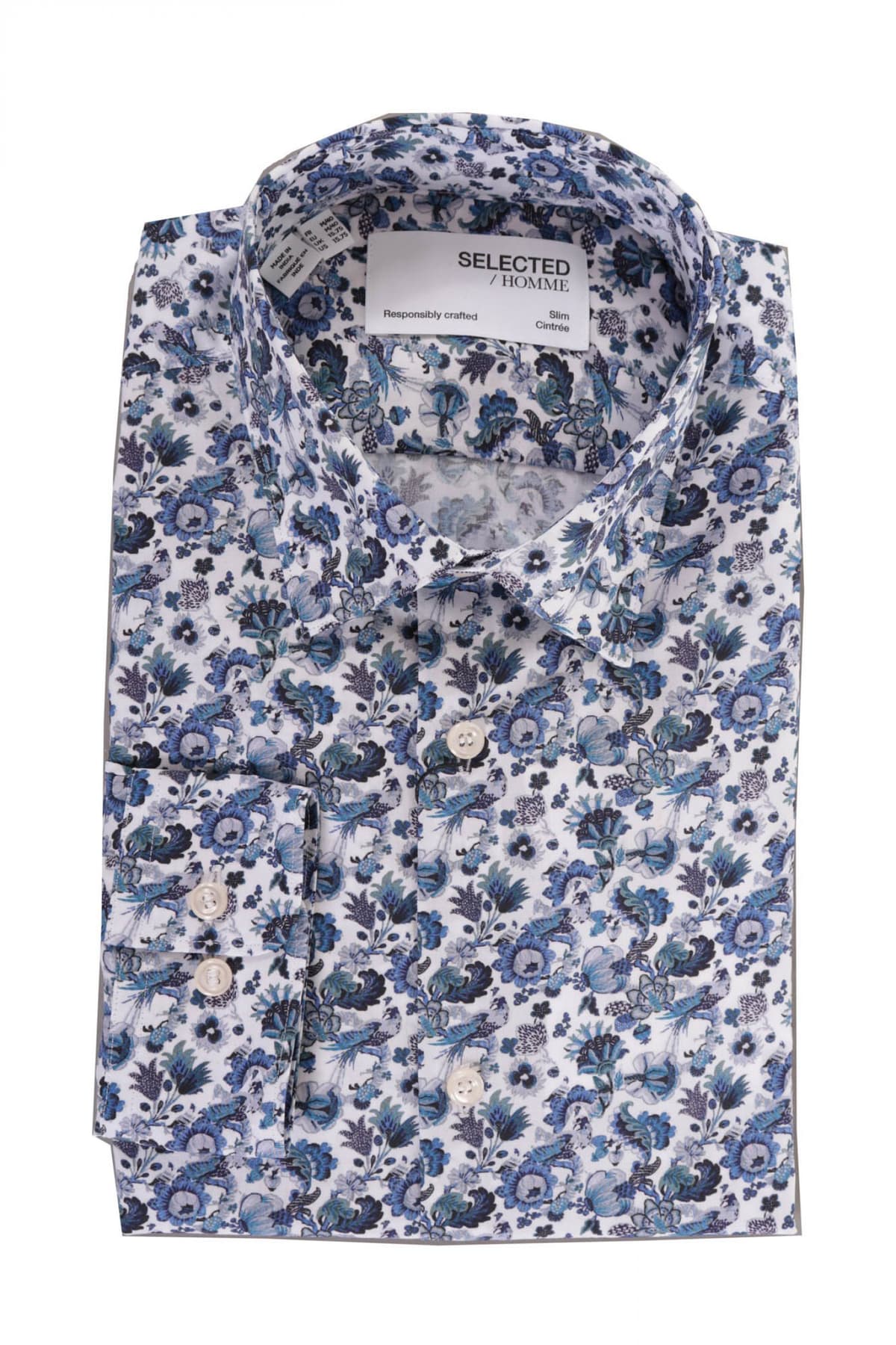 SELECTED ΠΟΥΚΑΜΙΣΟ FLORAL SLHSLIMPEN-DANNY ΜΠΛΕ