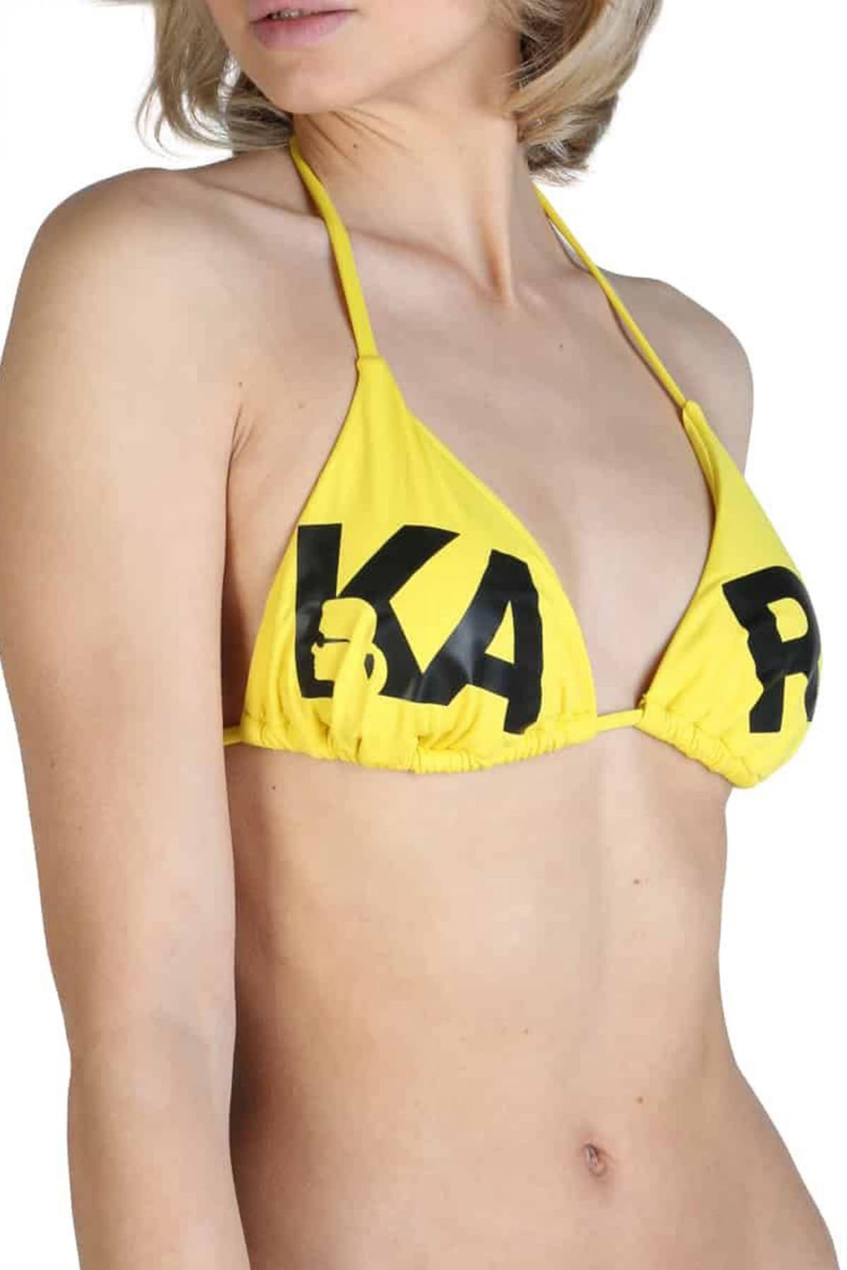 KARL LAGERFELD BEACHWEAR ΜΑΓΙΩ ΜΠΙΚΙΝI TOP PRINTED LOGO ΚΙΤΡΙΝΟ
