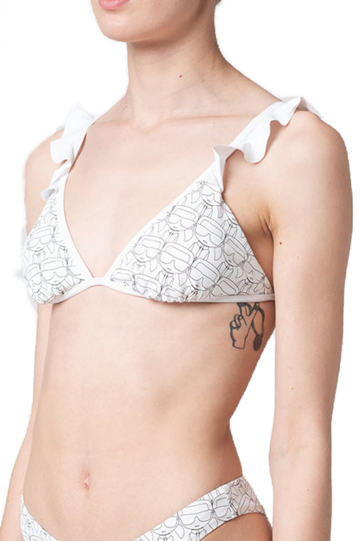 KARL LAGERFELD BEACHWEAR ΜΑΓΙΩ ΜΠΙΚΙΝΙ TOP ALL OVER PRINT LOGO ΛΕΥΚΟ