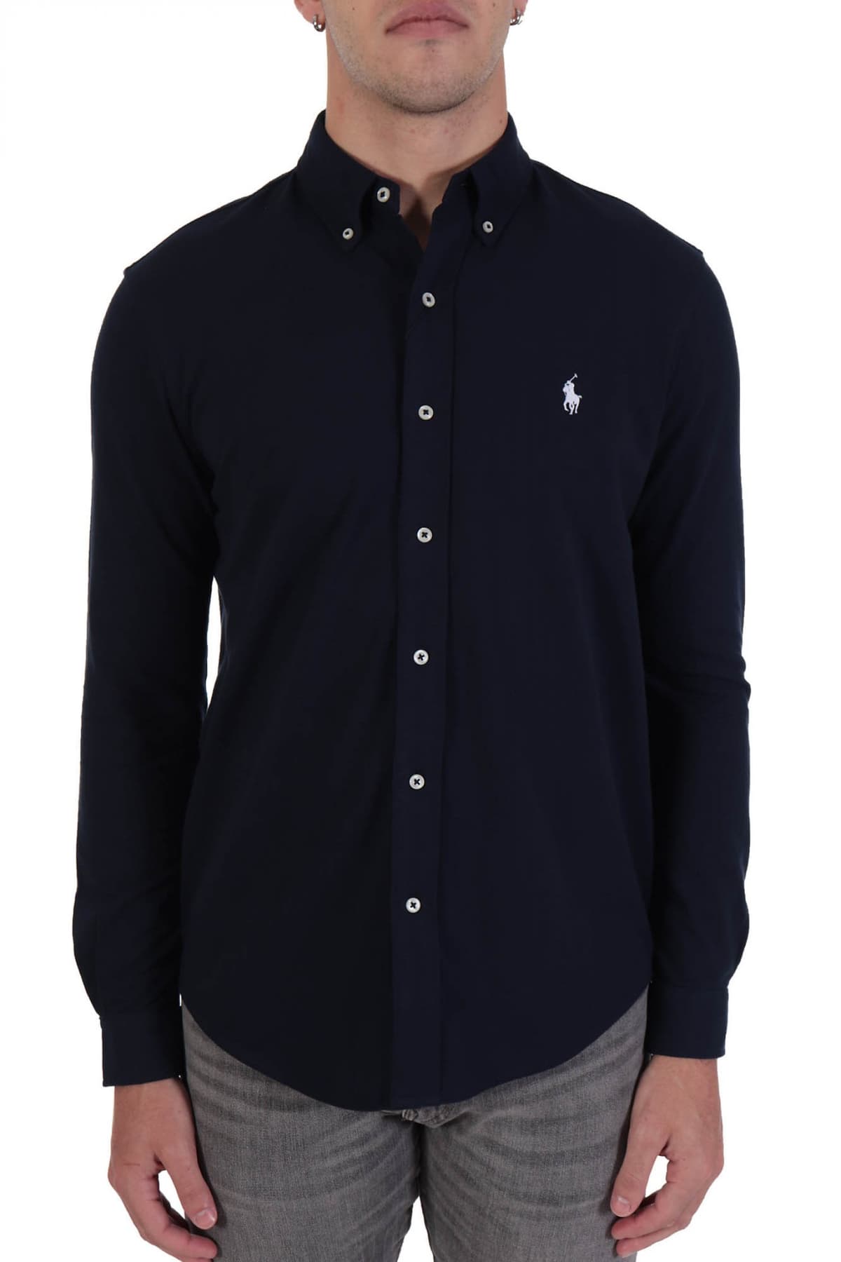 RALPH LAUREN ΠΟΥΚΑΜΙΣΟ PIQUET FEATHERWEIGHT MESH BUTTON DOWN BSR ΜΠΛΕ