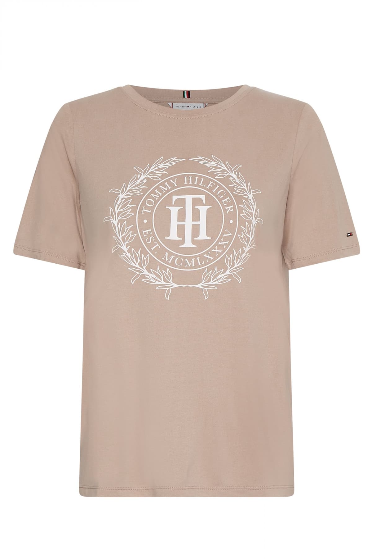 TOMMY HILFIGER T-SHIRT REG SUEDED TH CREDT OPEN NECK ΜΠΕΖ