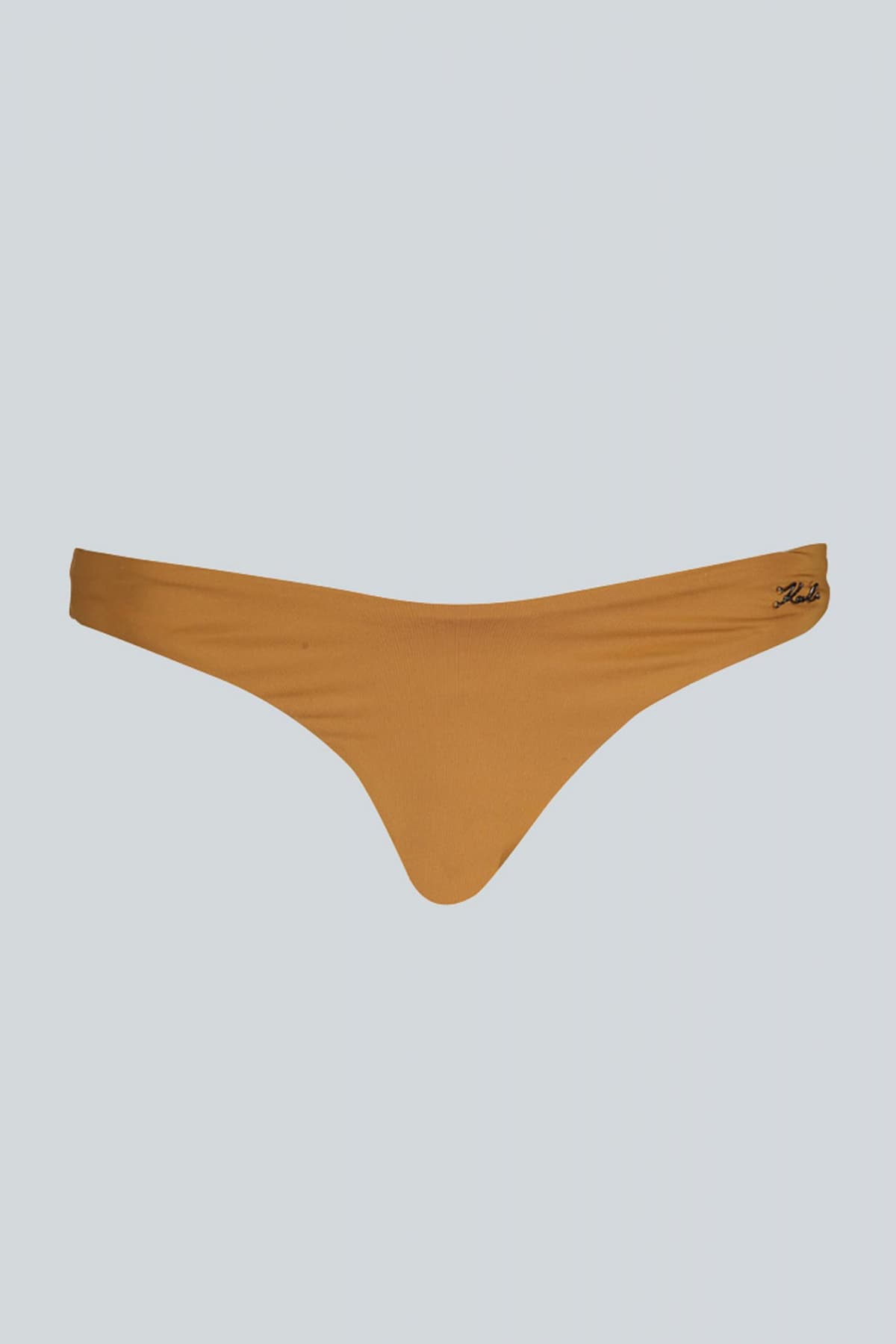 KARL LAGERFELD BEACHWEAR ΜΑΓΙΩ ΜΠΙΚΙΝI BOTTOM ΜΕΤΑΛΙΚΟ LOGO ΚΑΦΕ