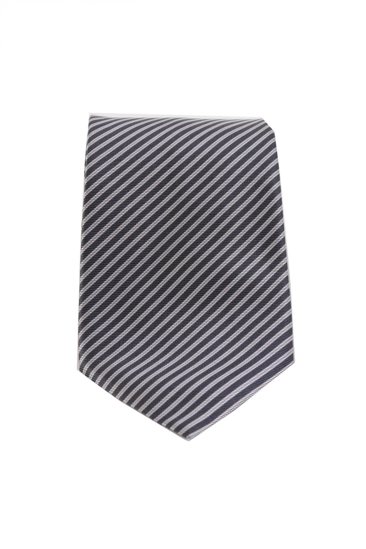 ARMANI COLLEZIONI ΓΡΑΒΑΤΑ 8.5CM ΡΙΓΕ ΣΚΟΥΡΟ ΓΚΡΙ