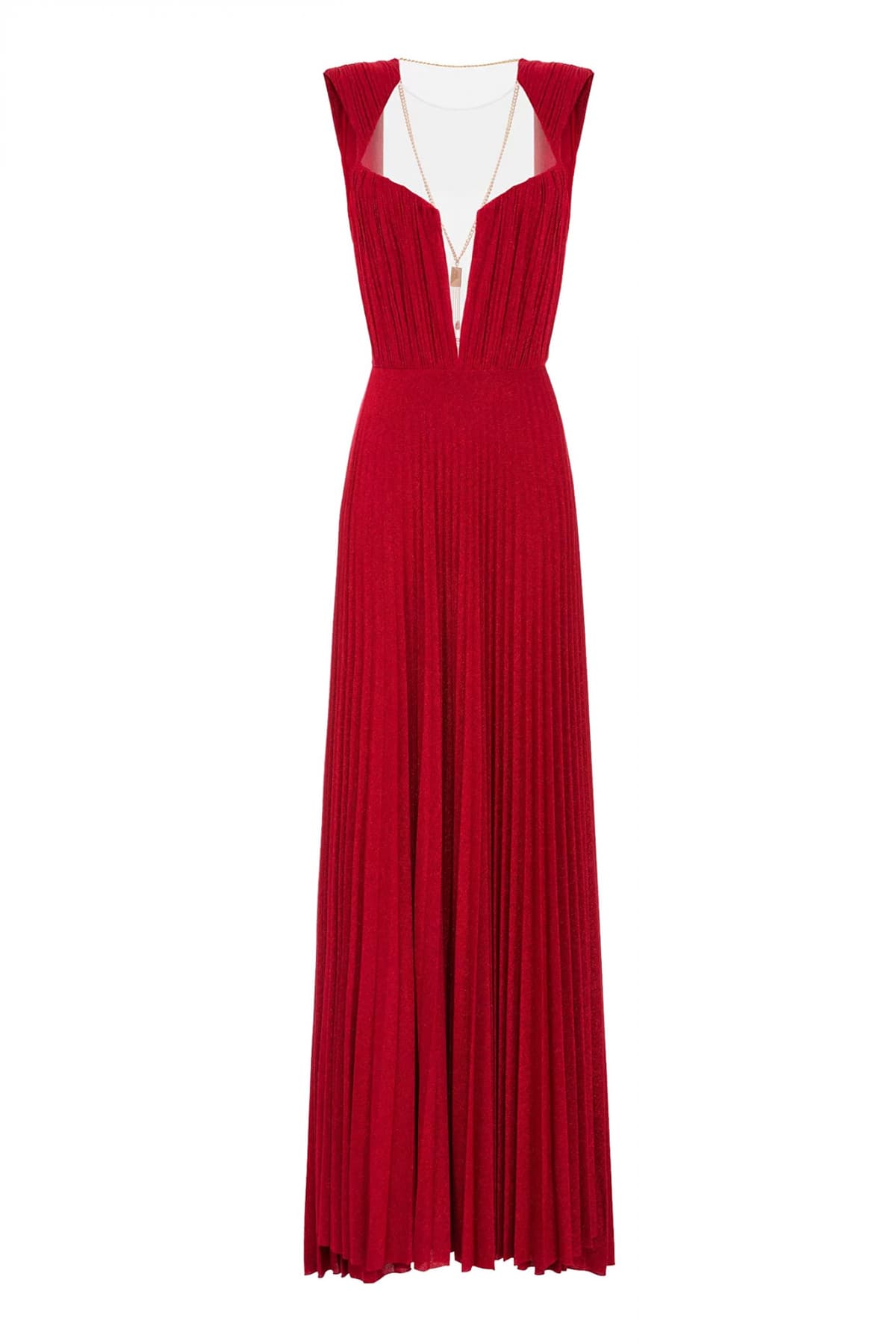 ELISABETTA FRANCHI RED CARPET ΦΟΡΕΜΑ ΛΟΥΡΕΞ ΑΝΟΙΧΤΗ ΠΛΑΤΗ ΑΛΥΣΙΔΑ ΚΟΚΚΙΝΟ