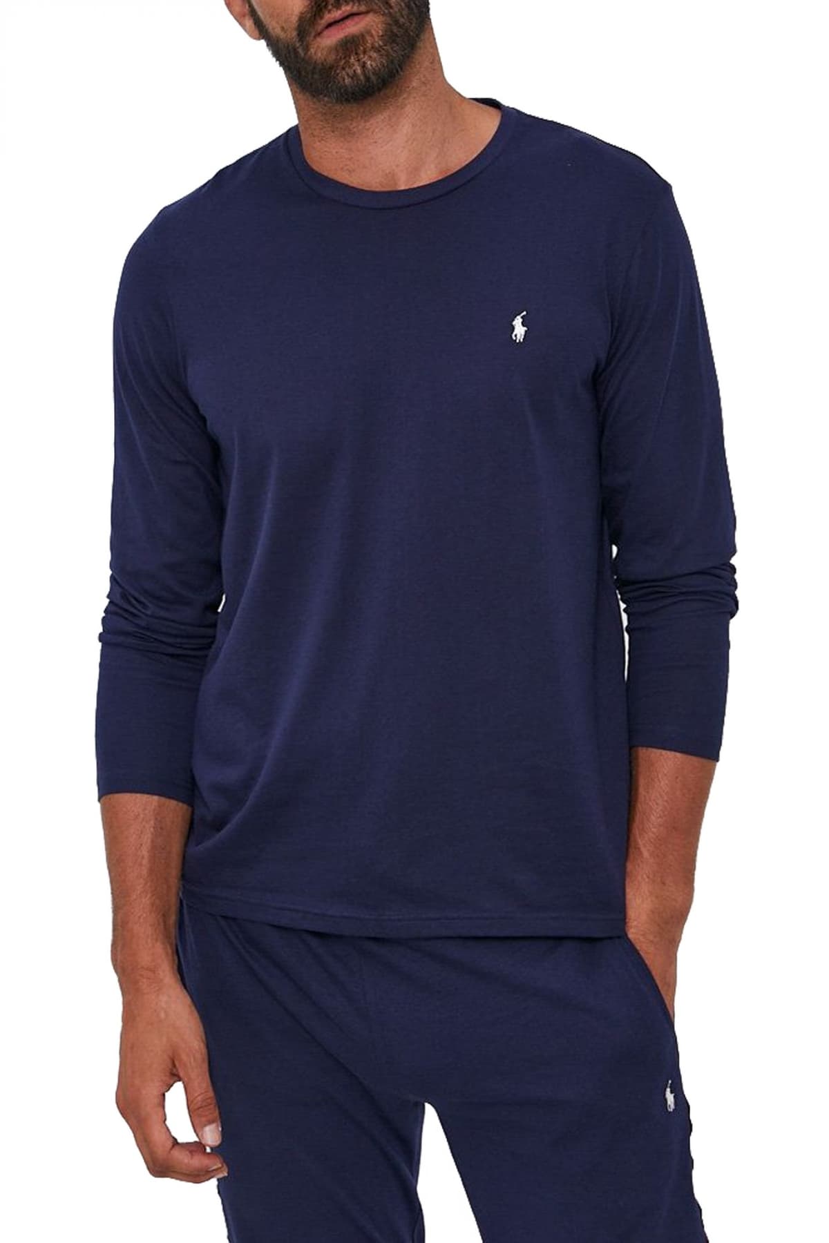 RALPH LAUREN SLEEP TOP T-SHIRT LOGO ΜΠΛΕ