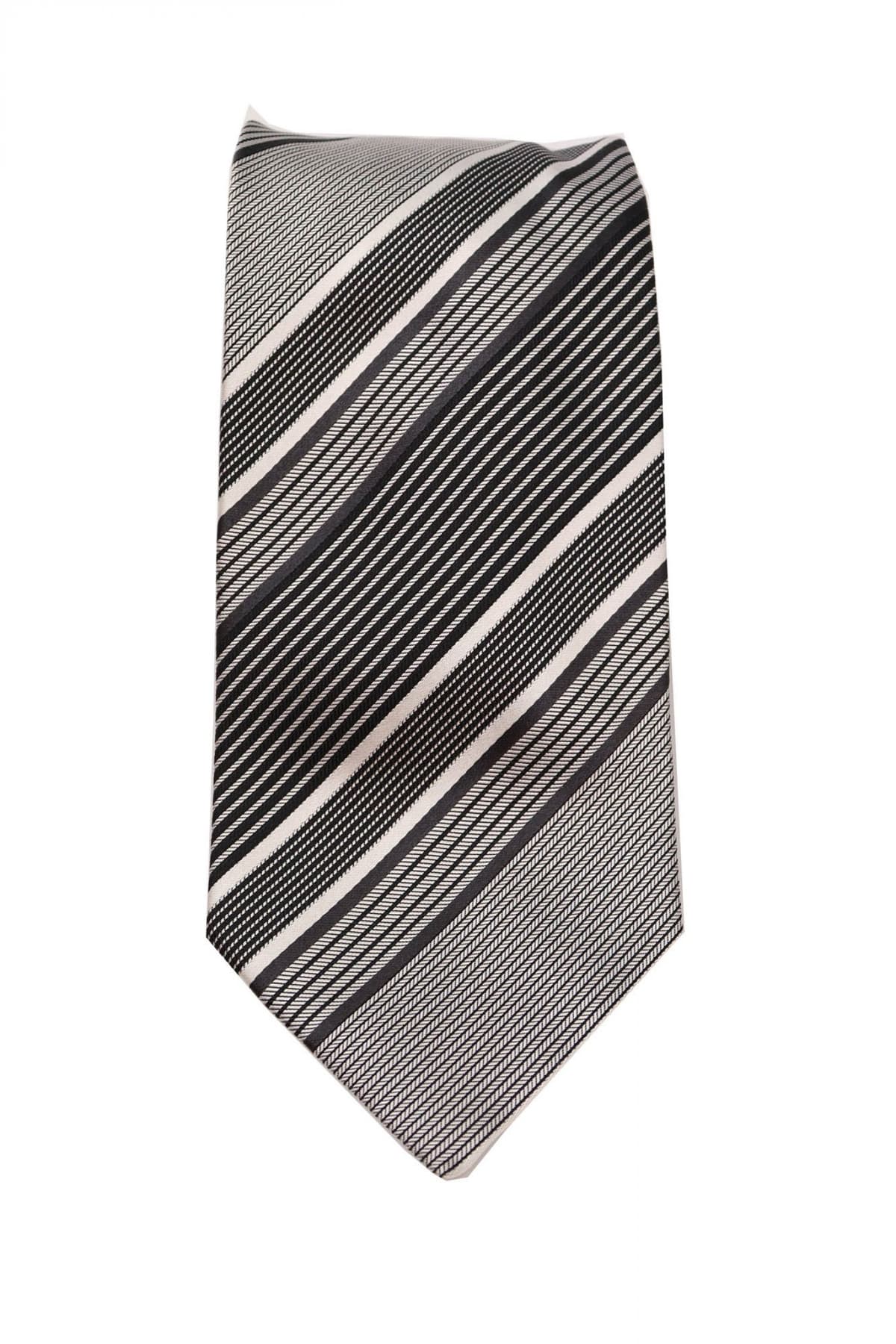 GIORGIO ARMANI ΓΡΑΒΑΤΑ 9.5CM ΡΙΓΕ ΜΑΥΡΗ-ΑΣΠΡΗ