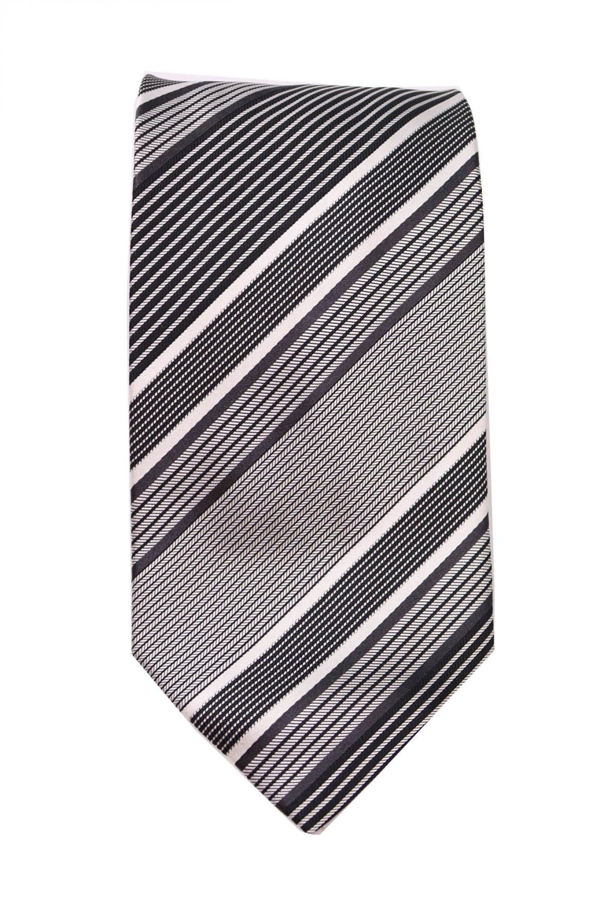 GIORGIO ARMANI ΓΡΑΒΑΤΑ 9.5CM ΡΙΓΕ ΜΑΥΡΗ-ΑΣΠΡΗ