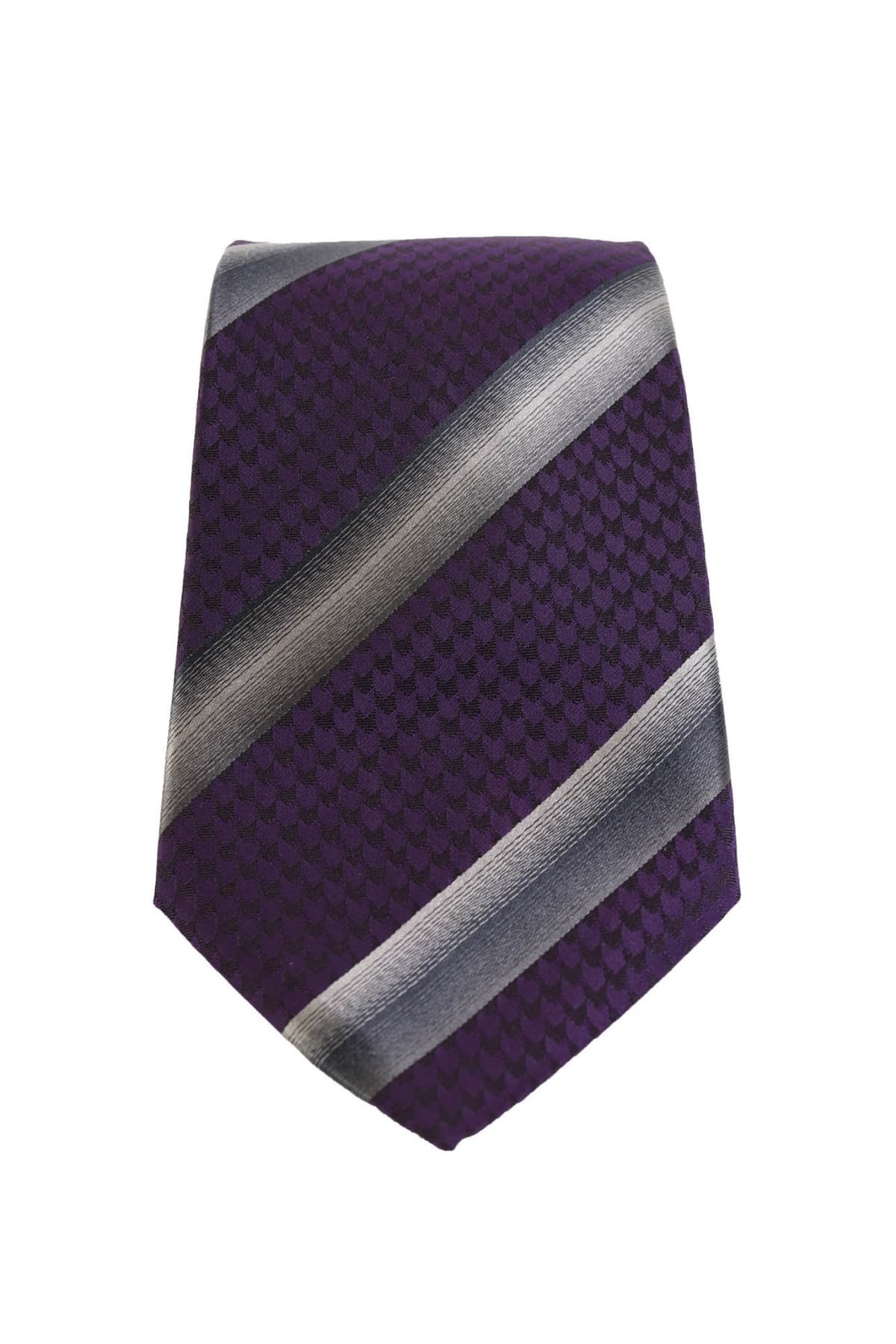 GIORGIO ARMANI ΓΡΑΒΑΤΑ 9CM ΜΙΚΡΟΣΧΕΔΙΟ ΡΙΓΕ ΓΚΡΙ-ΜΩΒ