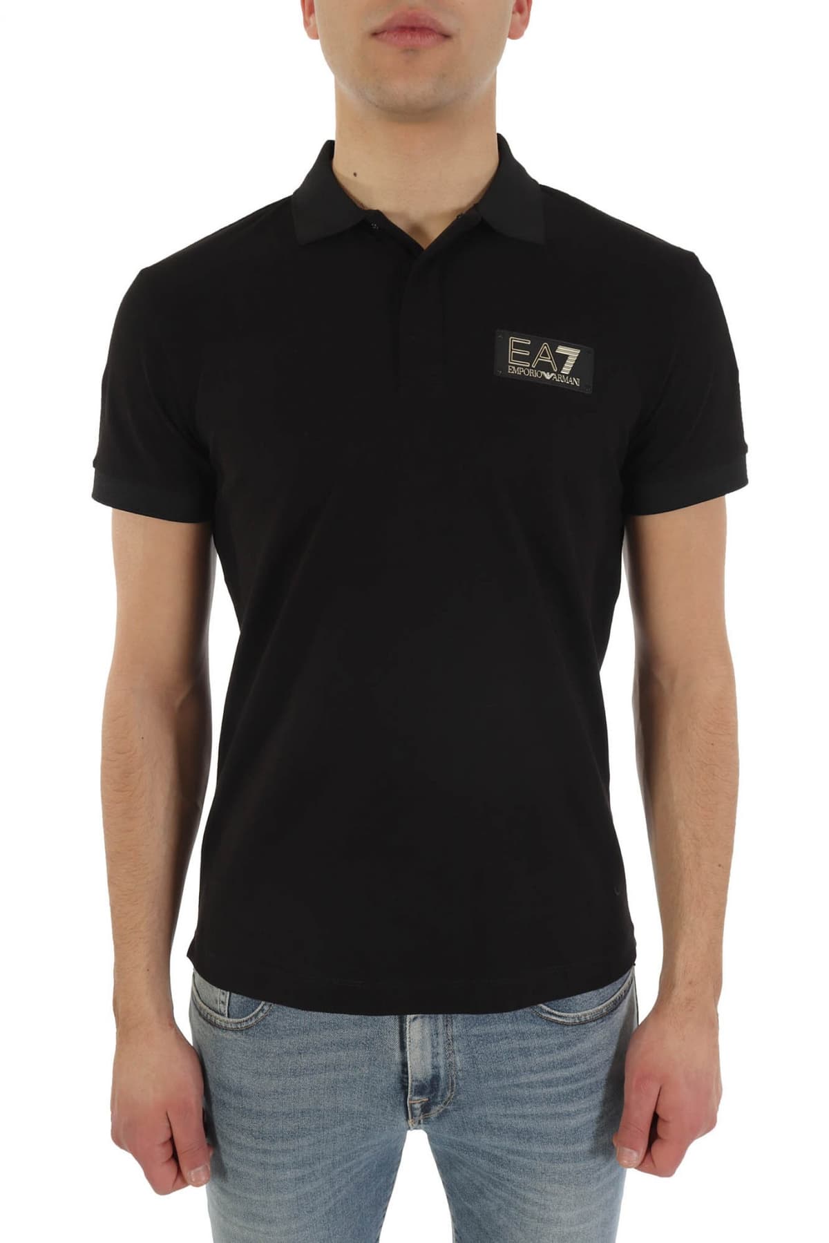 ARMANI 7 POLO LOGO ΜΑΥΡΟ-ΧΡΥΣΟ