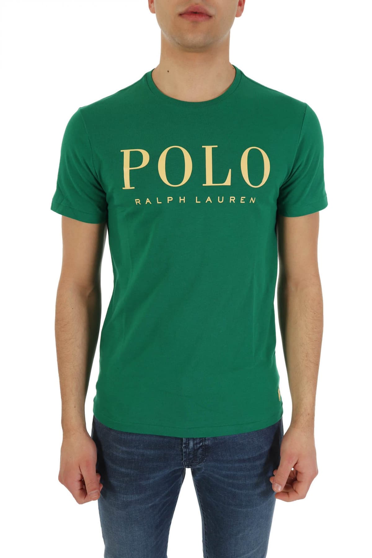 RALPH LAUREN T- SHIRT CUSTOM SLIM FIT LOGO ΠΡΑΣΙΝΟ