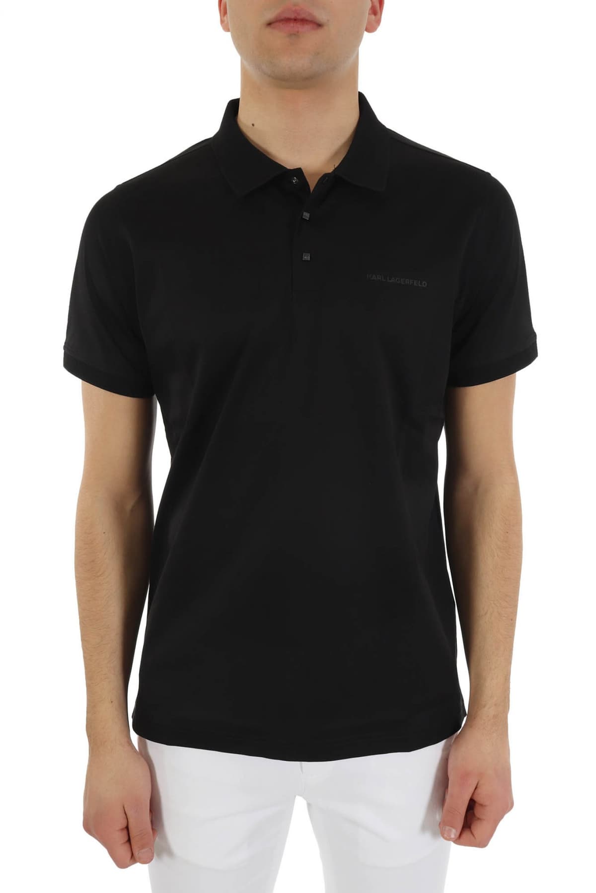KARL LAGERFELD POLO PRESSBUTTON LOGO ΜΑΥΡΟ