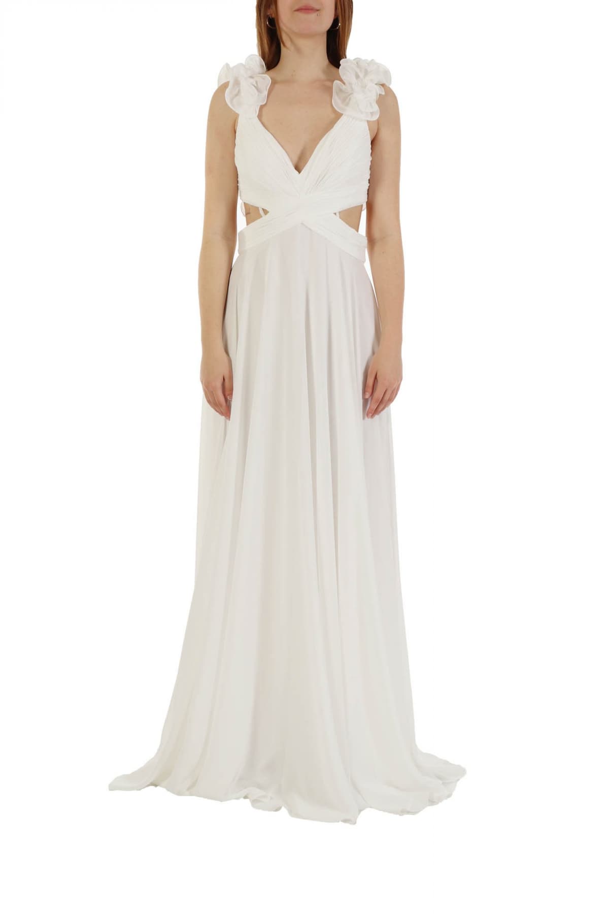 ALLURE EVENING ΦΟΡΕΜΑ ΜΑΚΡΥ ΒΟΛΑΝ ΤΙΡΑΝΤΑ ΠΛΑΤΗ ΑΝΟΙΓΜΑΤΑ ΠΛΑ'Ι' ΛΕΥΚΟ