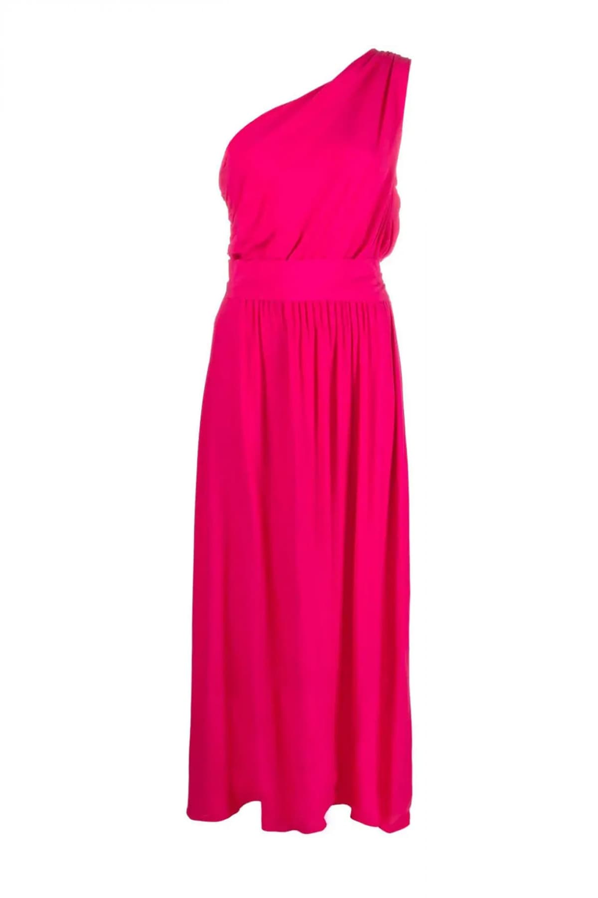 PINKO ΦΟΡΕΜΑ AGAVE ABITO CREPE MAROCAINE ΕΝΑΣ ΩΜΟΣ ΣΟΥΡΑ ΜΕΣΗ ΖΩΝΗ ΦΟΥΞΙΑ