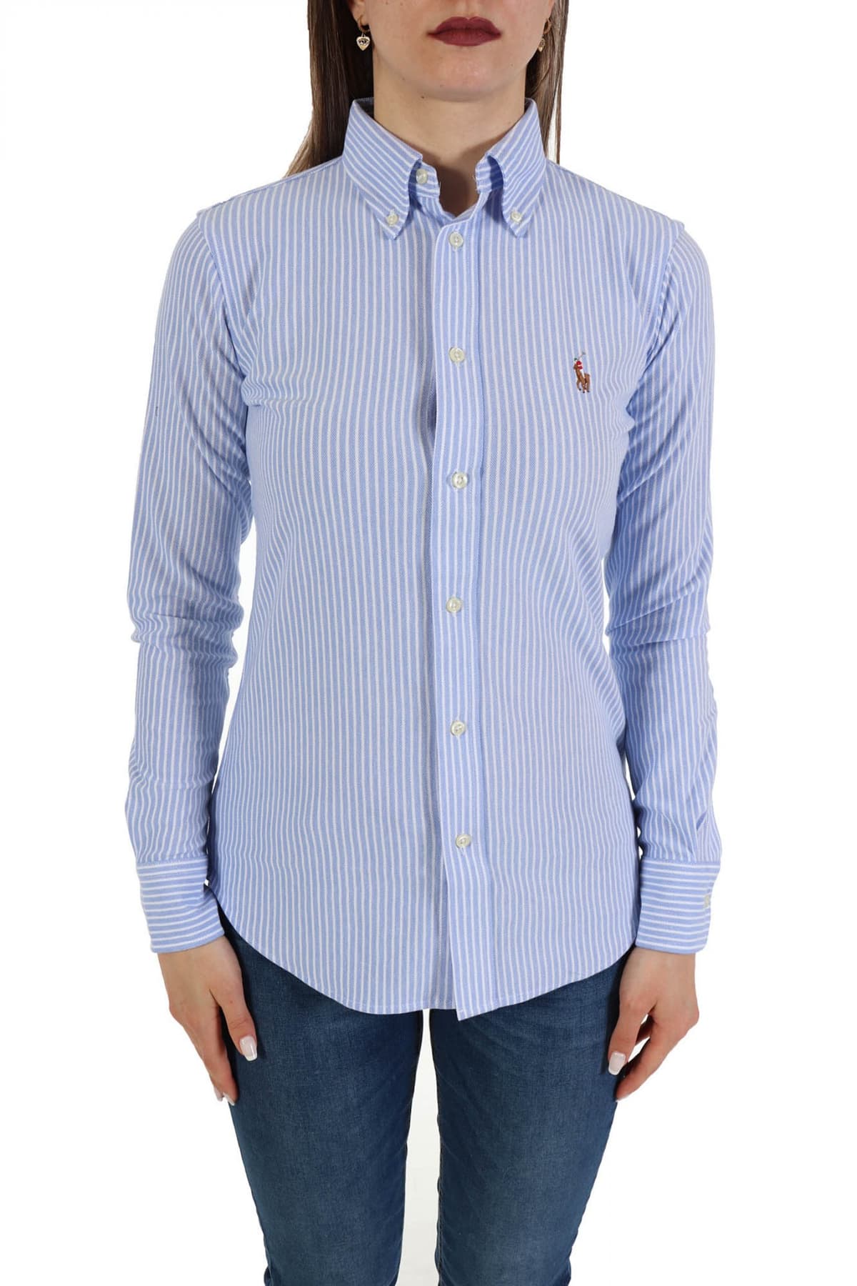 RALPH LAUREN ΠΟΥΚΑΜΙΣΟ KNIT OXFORD BUTTON DOWN BSR ΣΙΕΛ/ ΛΕΥΚΟ