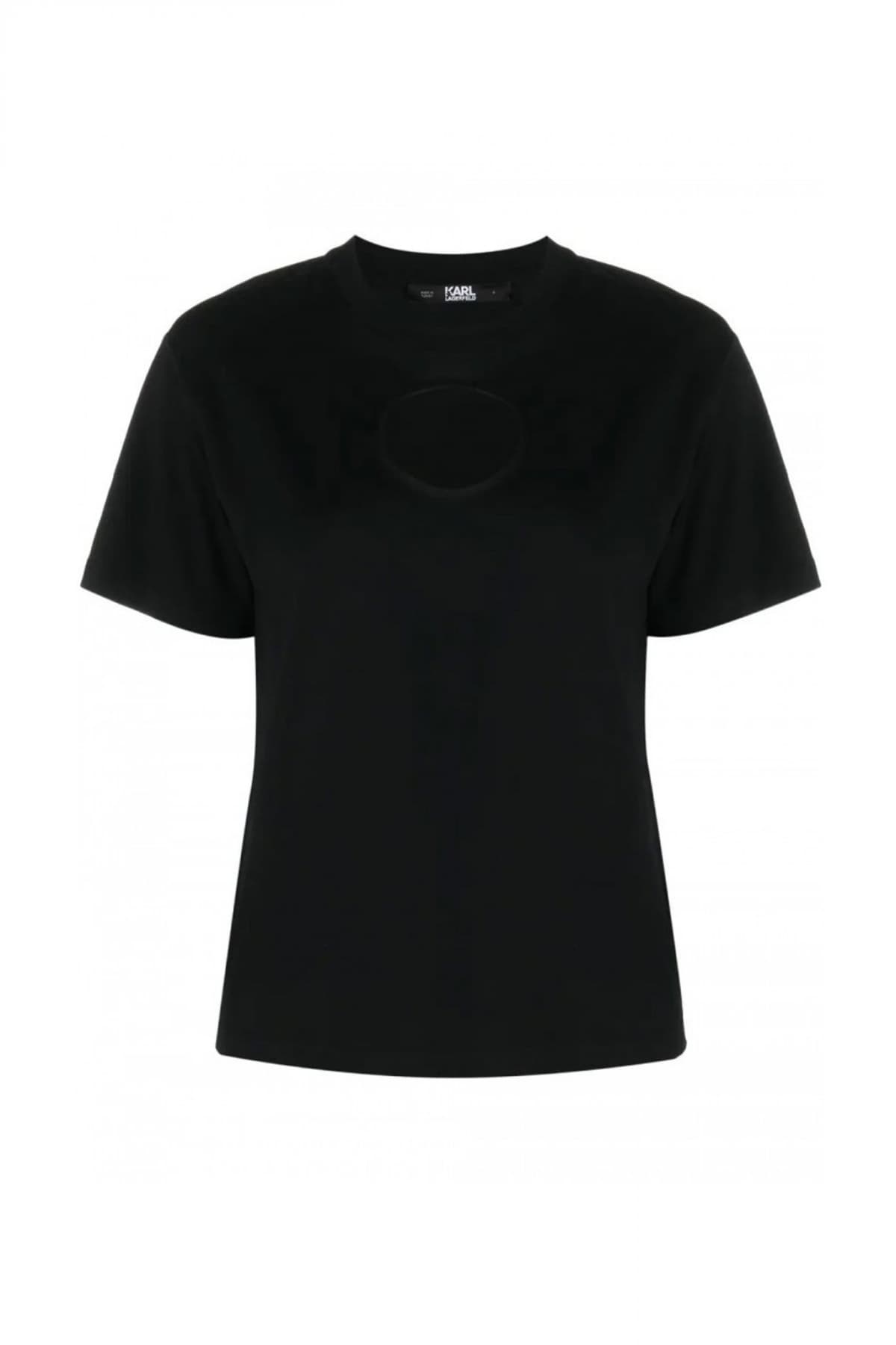 KARL LAGERFELD T-SHIRT FASHION CUT OUT ΜΑΥΡΟ