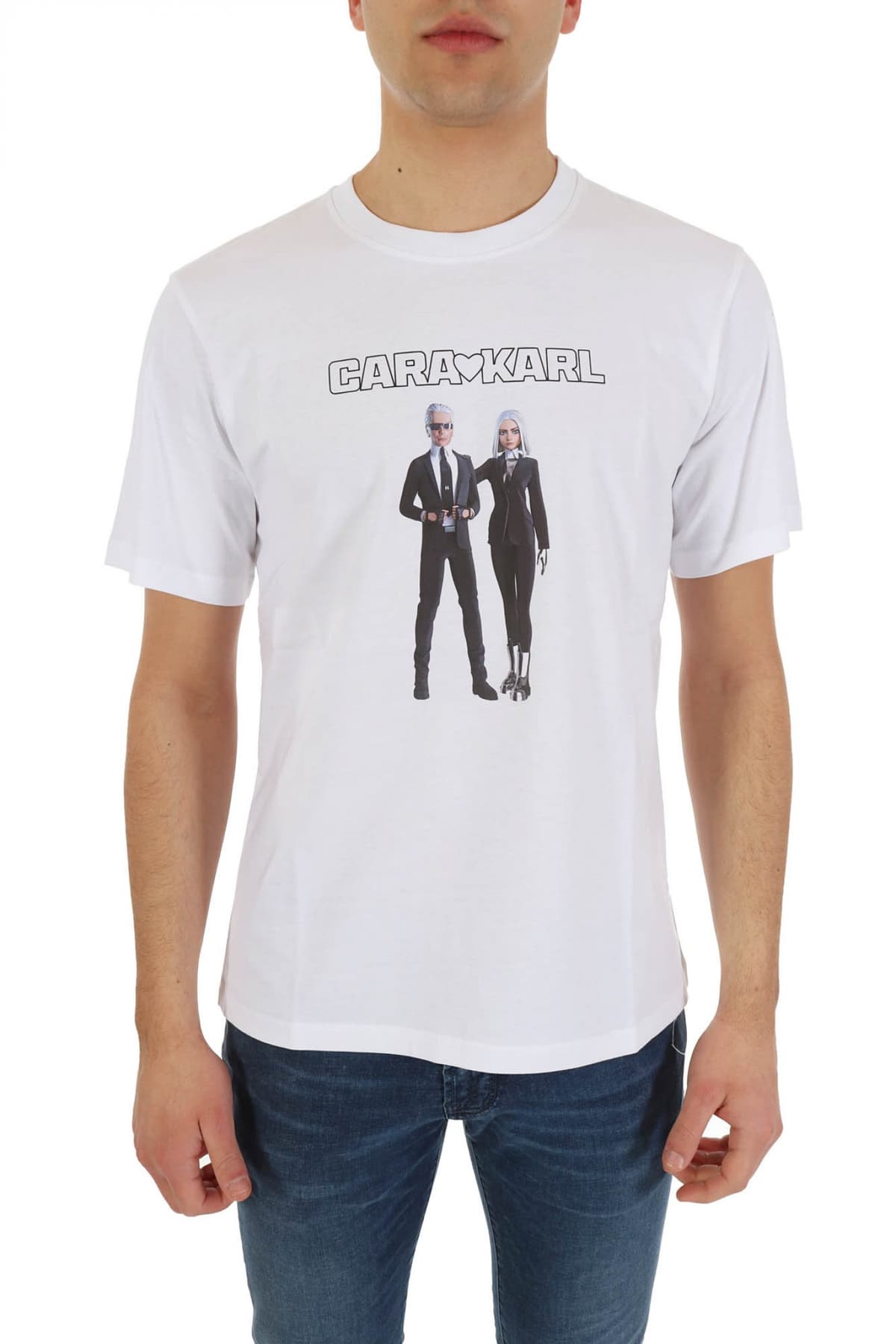 KARL LAGERFELD T-SHIRT CREW NECK KARL LOVERS LOGO ΛΕΥΚΟ