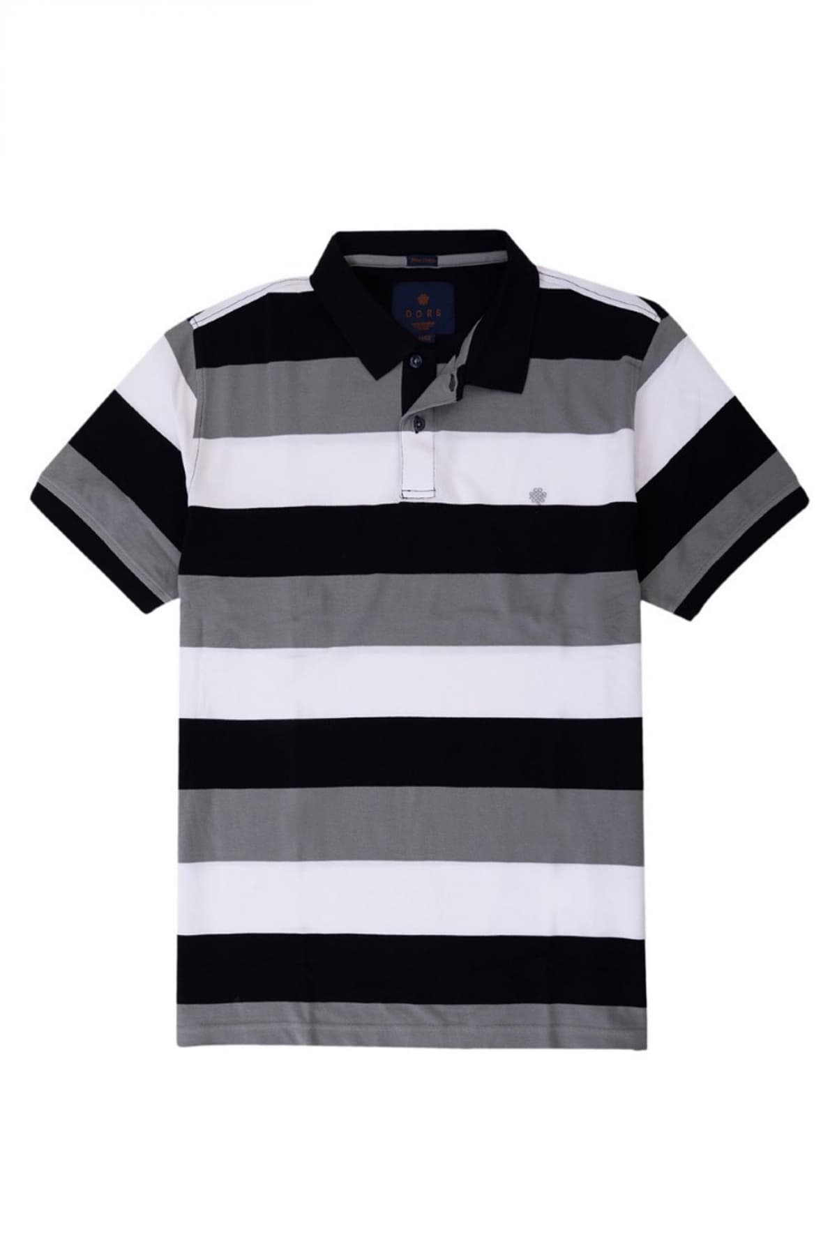 DORS POLO PIQUE STRIPED ΛΕΥΚΟ-ΜΑΥΡΟ-ΓΚΡΙ