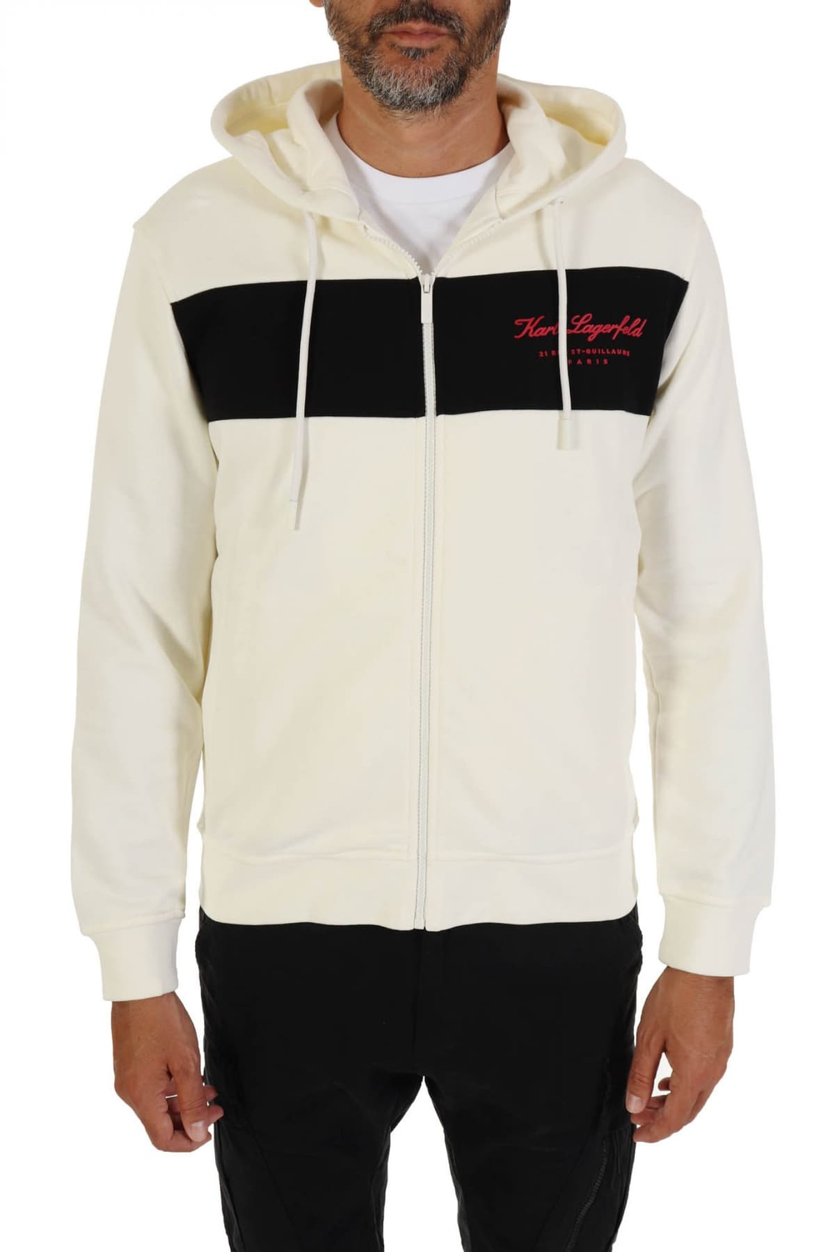 KARL LAGERFELD ΦΟΥΤΕΡ ZIPHOOD LOGO ΥΠΟΛΕΥΚΟ-ΜΑΥΡΟ